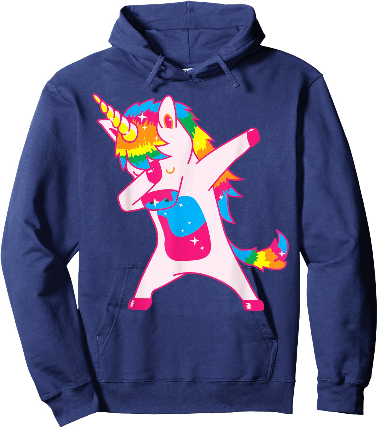 Unicorn Dancing: Pink Fluffy Unicorns Dancing On Rainbows Hoodie - Hoodie | Navy