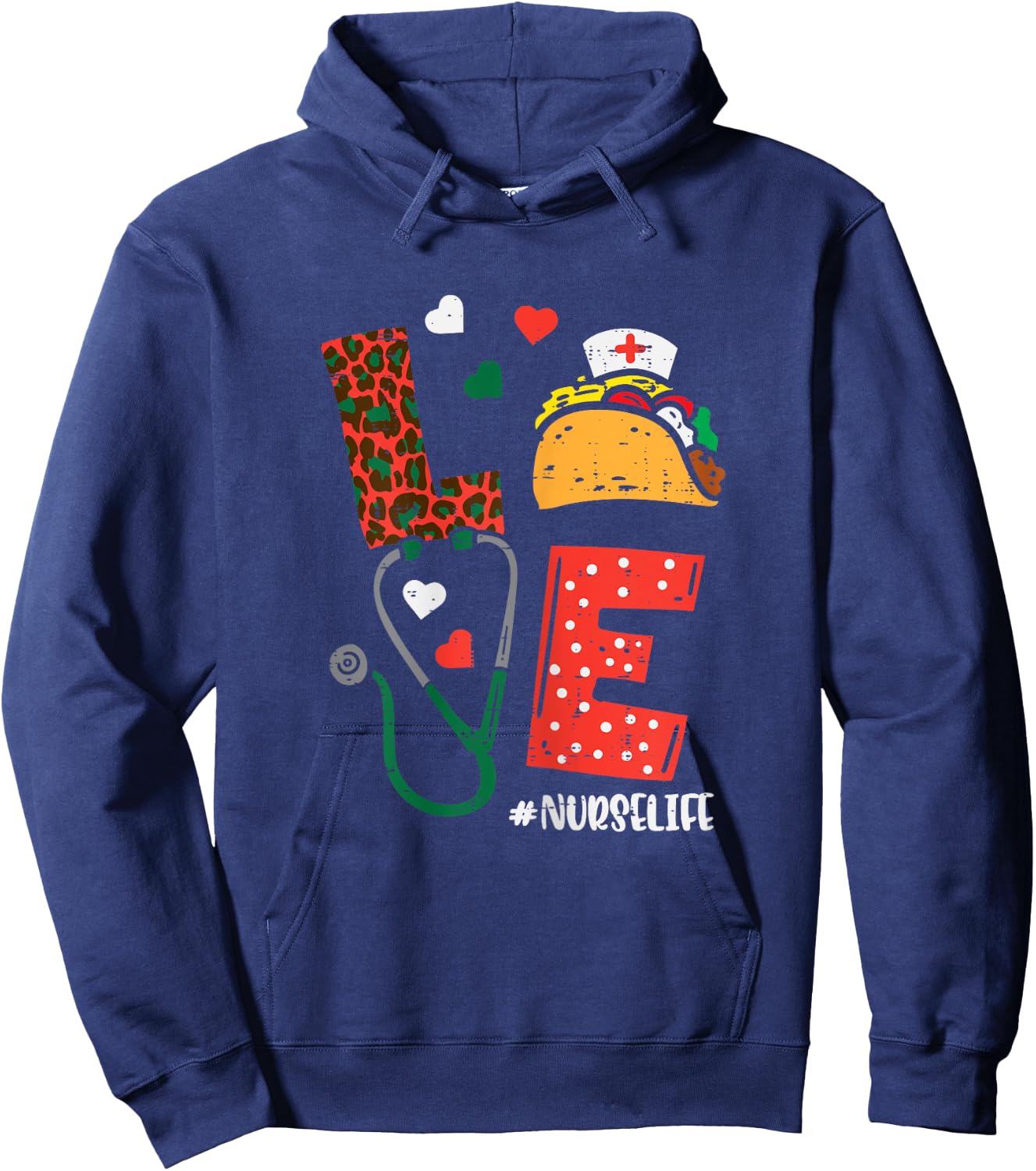 Love Nurselife Taco Cinco De Mayo Nurse Women Scrub Top Hoodie - Hoodie | Navy