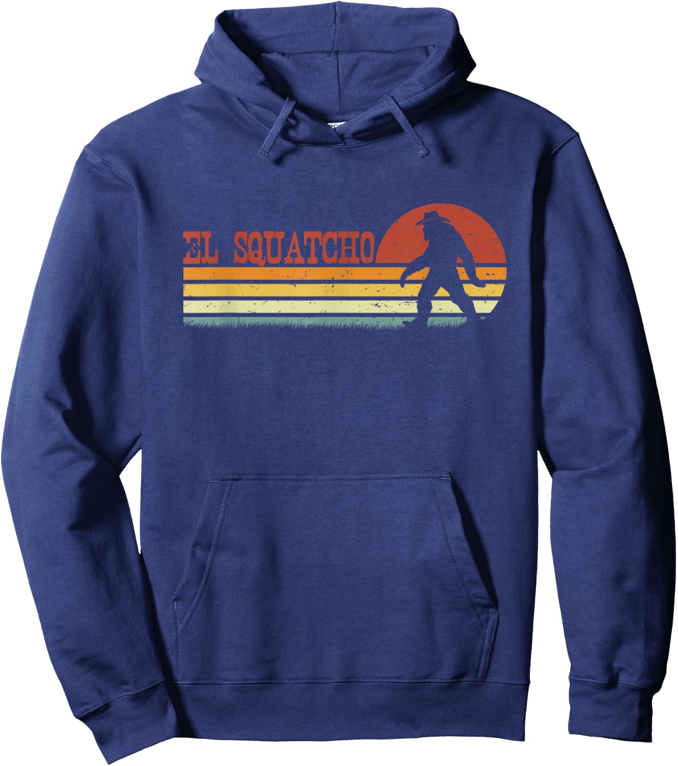 El Squatcho - Funny Retro Stripes Bigfoot Cinco de Mayo Hoodie - Hoodie | Navy