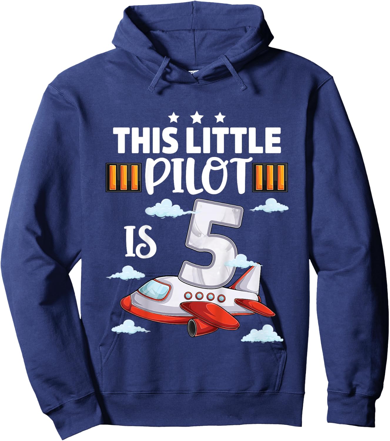 5 year old Boy Girl Airplane Pilot 5th Birthday Aircraft Hoodie - Hoodie | Navy