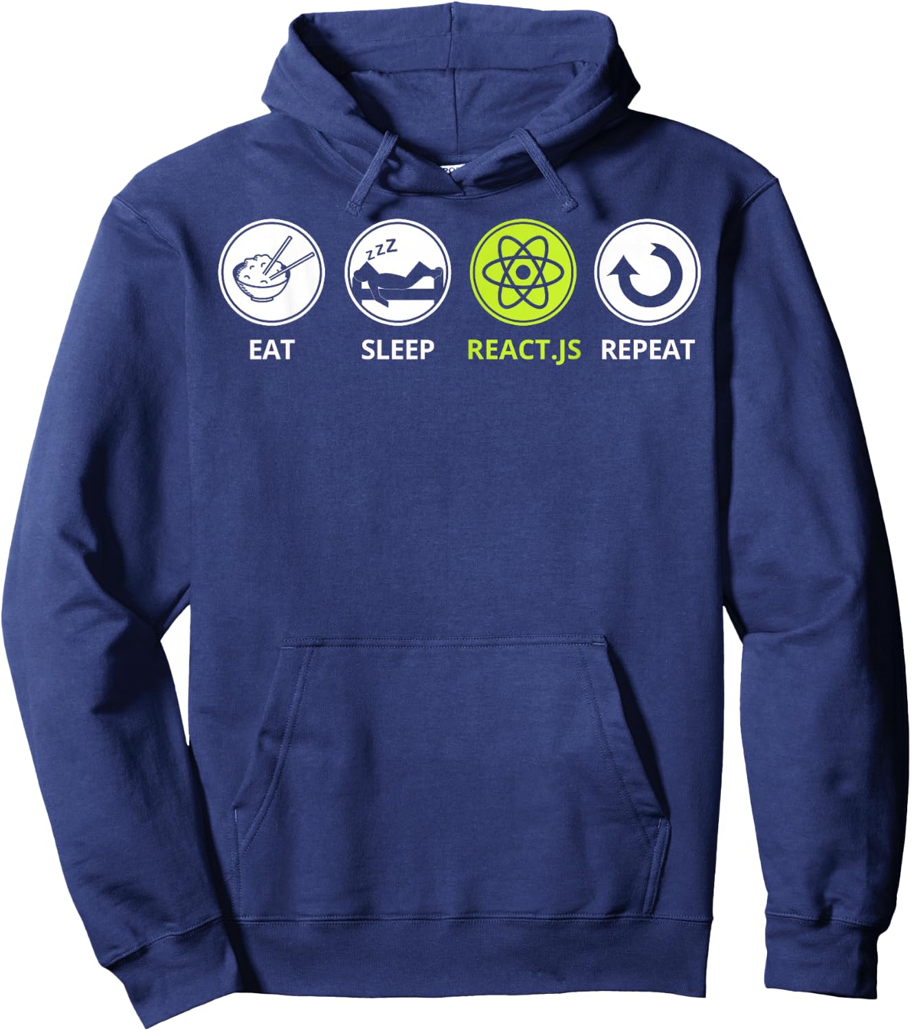 Funny Javascript - Eat Sleep React.js Repeat Hoodie - Hoodie | Navy