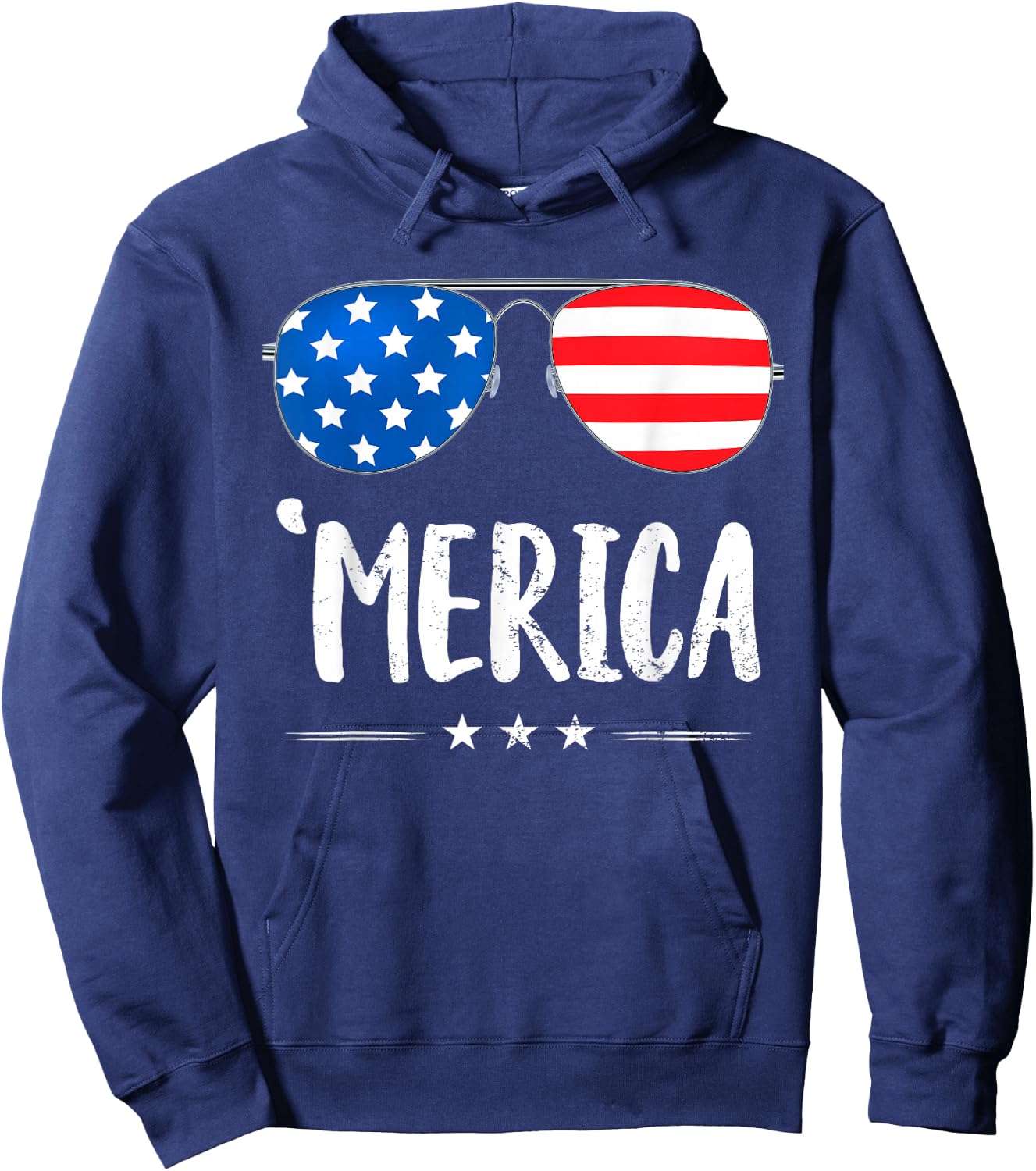 Merica Sunglasses 4th of July Boys Girls USA Flag Patriotic Hoodie - Hoodie | Navy