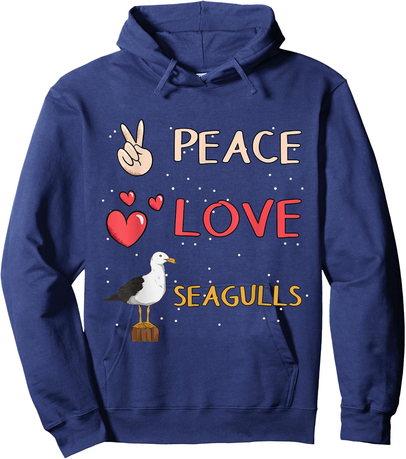 Seagull Sea Gulls Peace Love Seagulls Hoodie - Hoodie | Navy