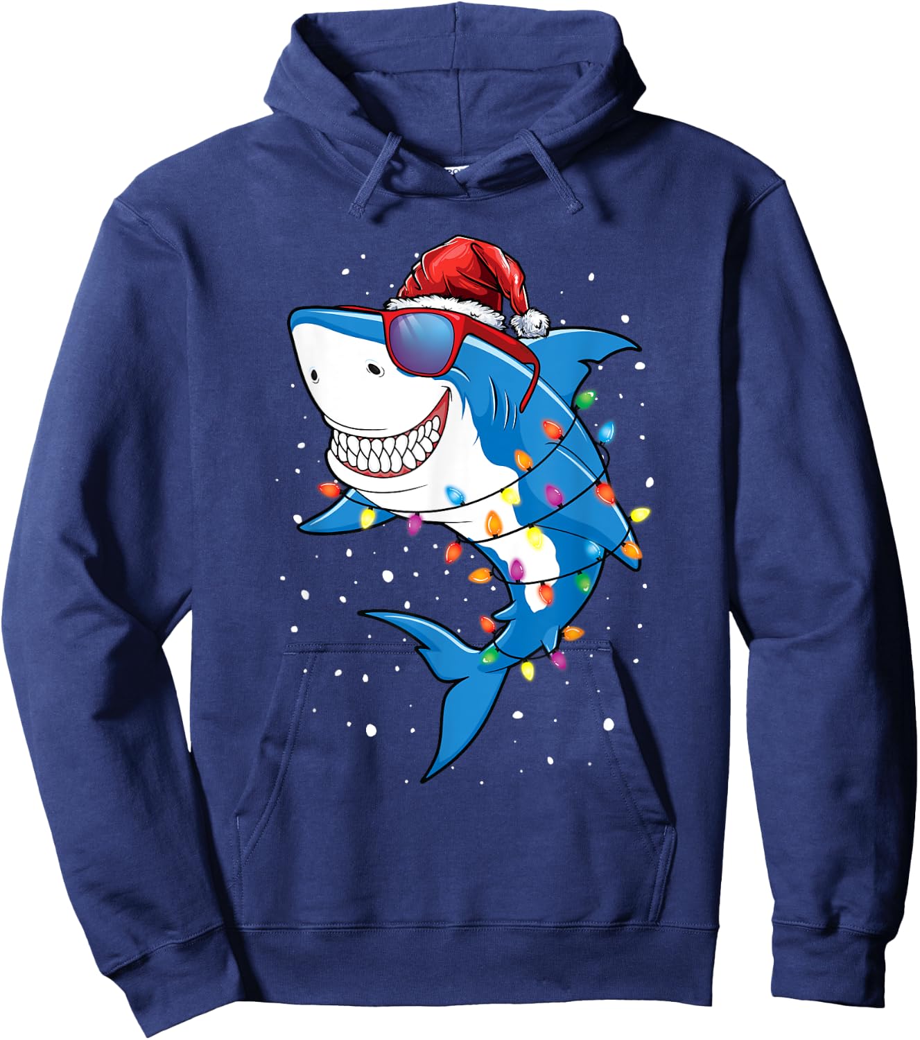Christmas Shark Shirt Xmas Funny Santa Shark Hoodie - Hoodie | Navy