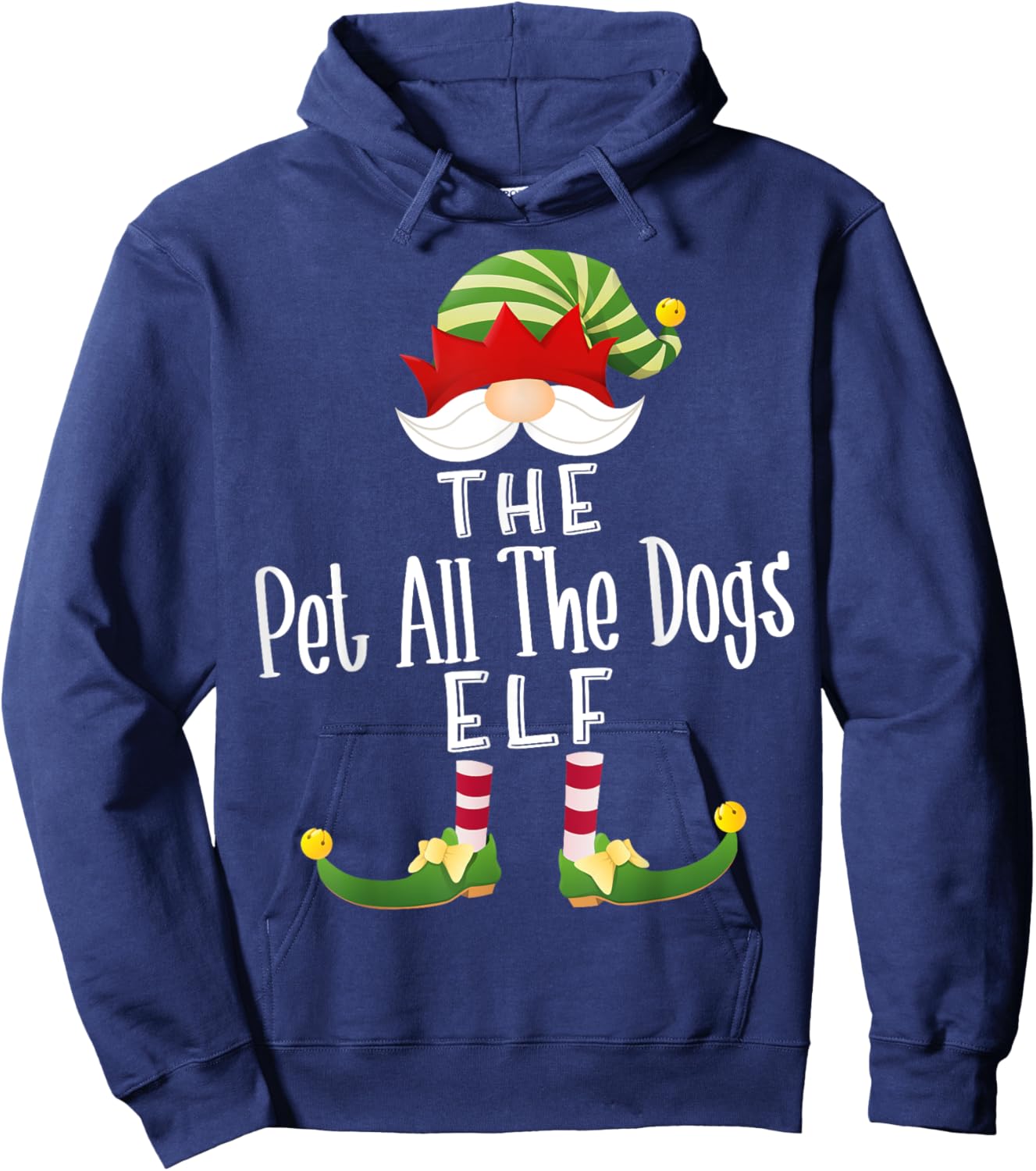 Pet All The Dogs Elf Group Christmas Funny Pajama Party Hoodie - Hoodie | Navy