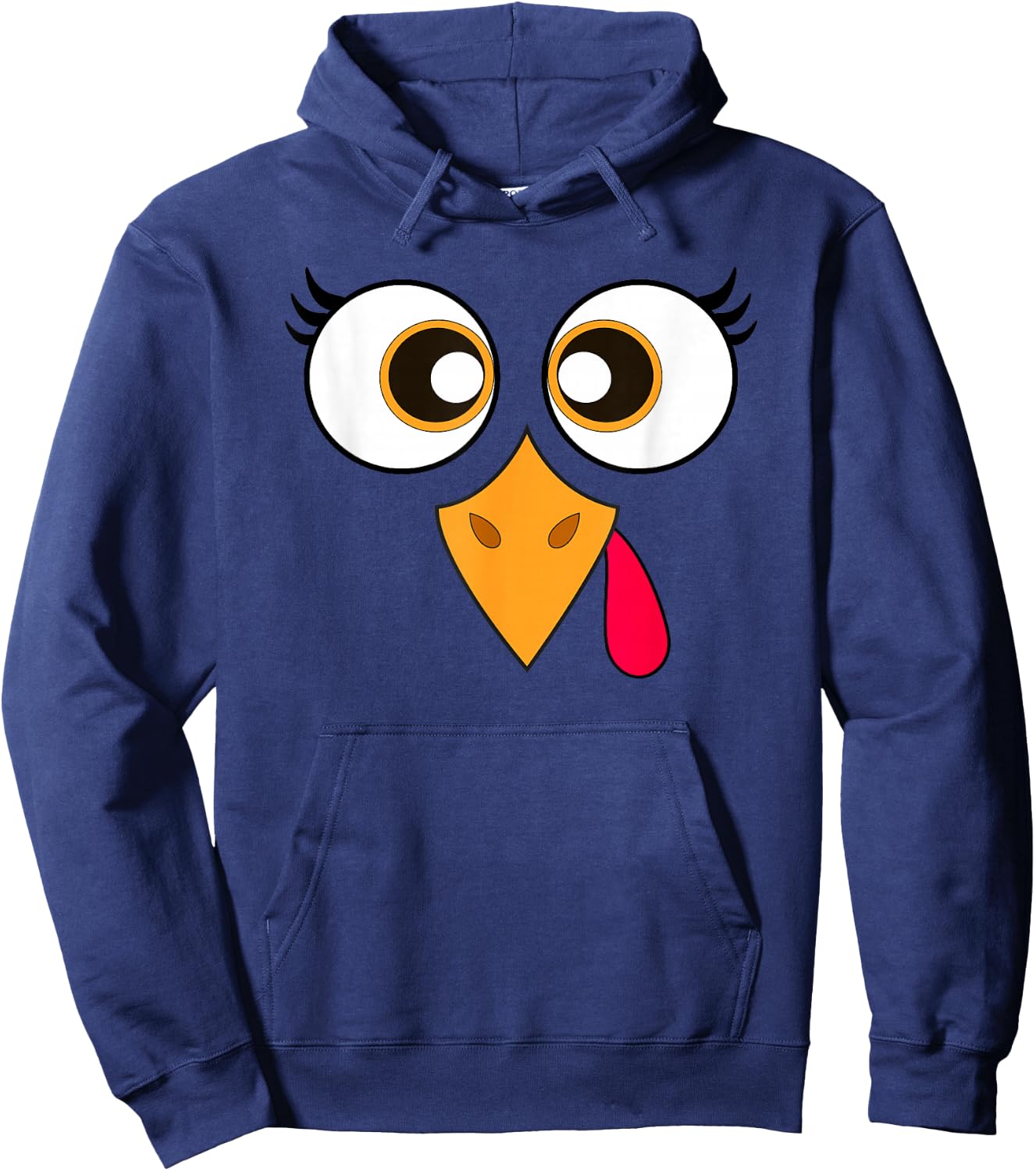 Cute Thanksgiving Turkey Face Women Girls Turkey Day Hoodie - Hoodie | Navy