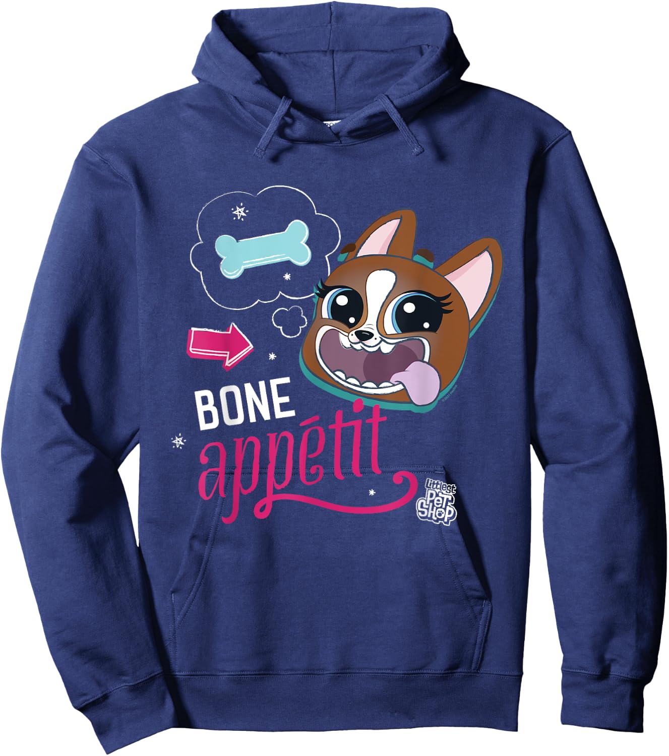 Littlest Pet Shop Dog Bone Appetit Women Girls Kids Hoodie - Hoodie | Navy