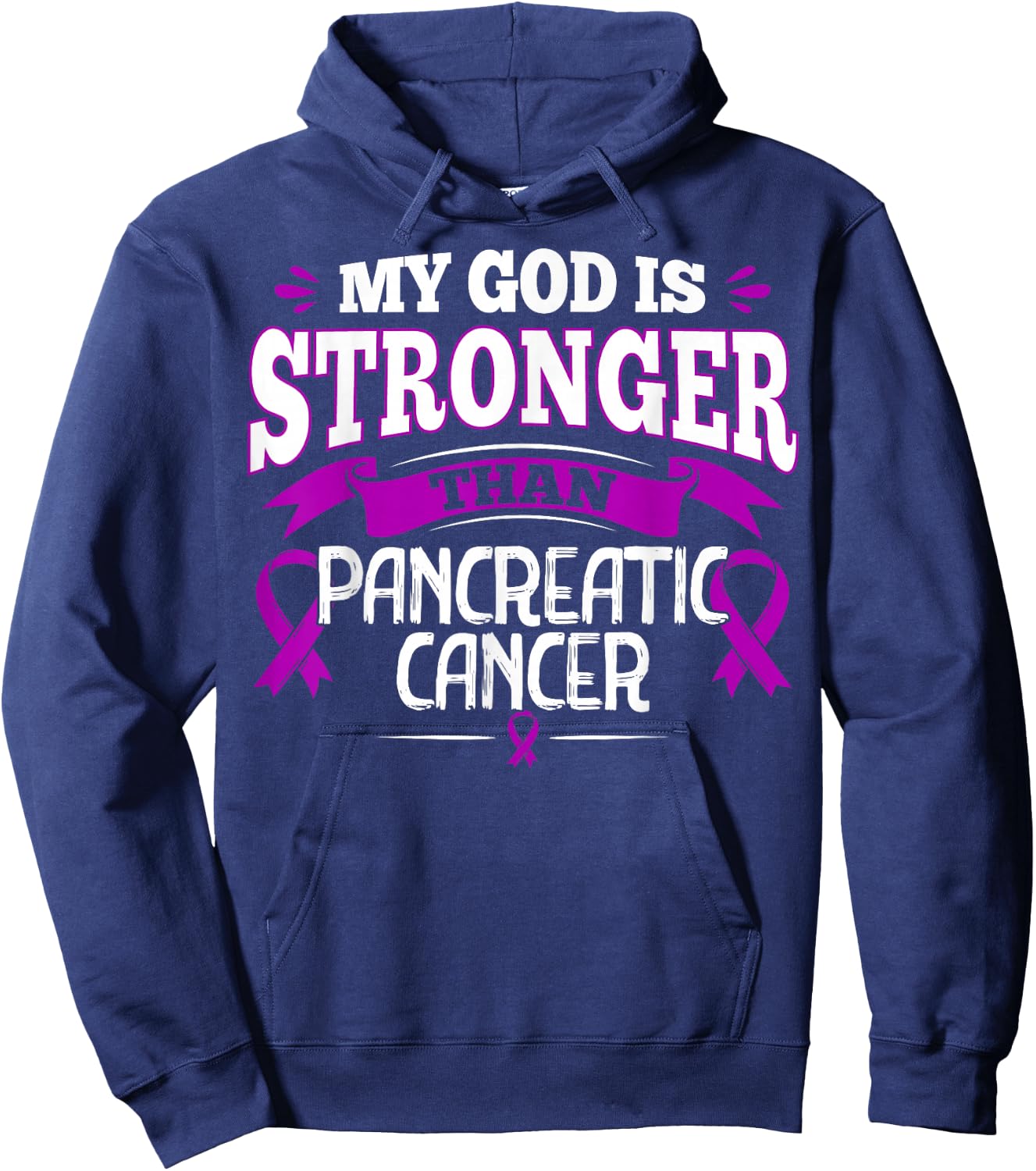 Purple Awareness Ribbon - Pancreatic Cancer Survivor Hoodie - Hoodie | Navy