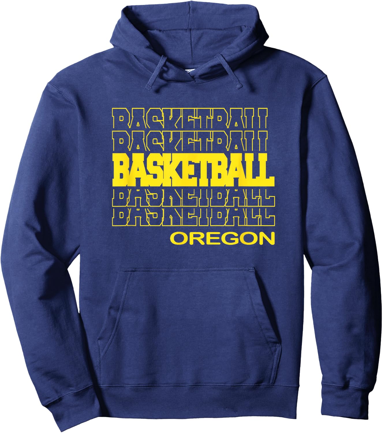 Basketball Oregon in Modern Stacked Lettering Hoodie - Hoodie | Navy