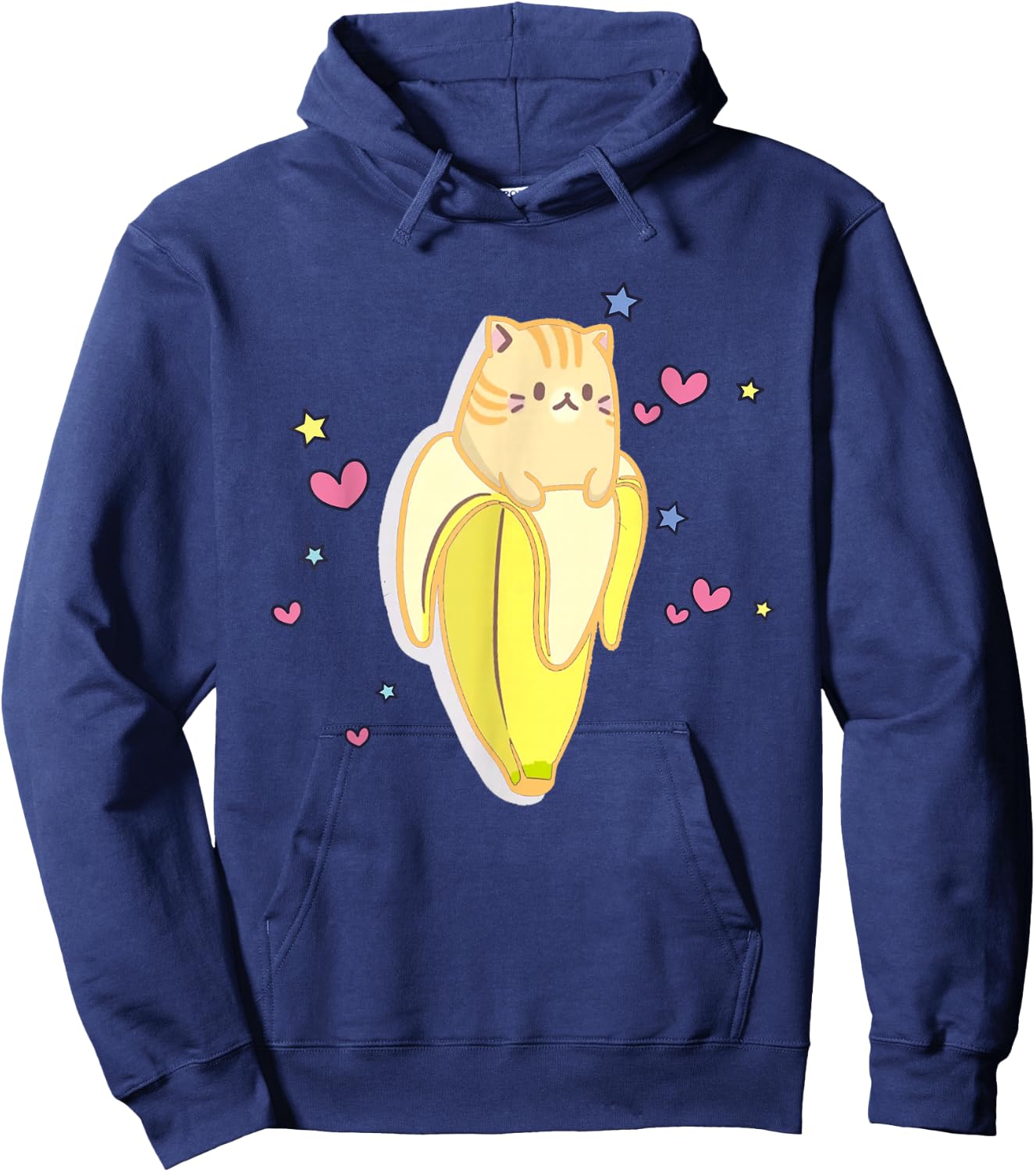 Bananya Banana Funny Cat Cute Kawaii Kitten Hoodie - Hoodie | Navy