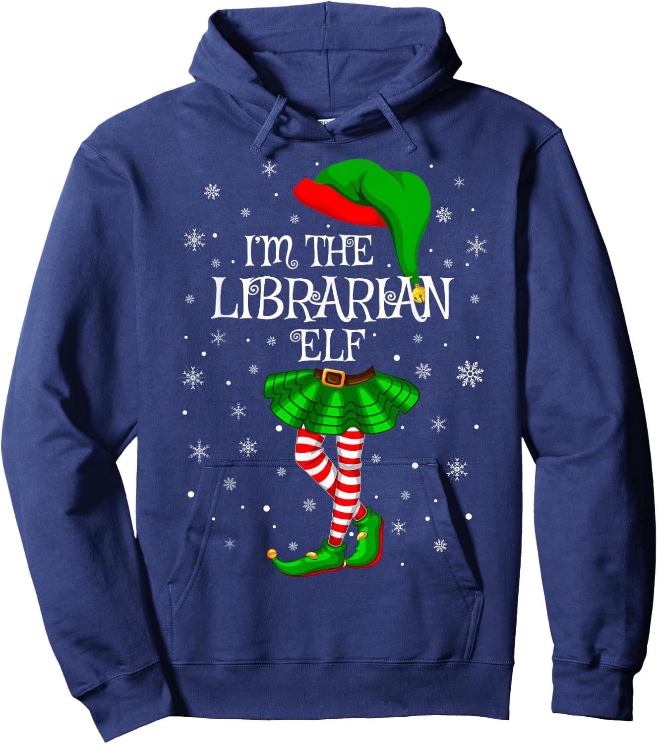 Librarian Elf Christmas Matching Family Women Girls Elf Hoodie - Hoodie | Navy