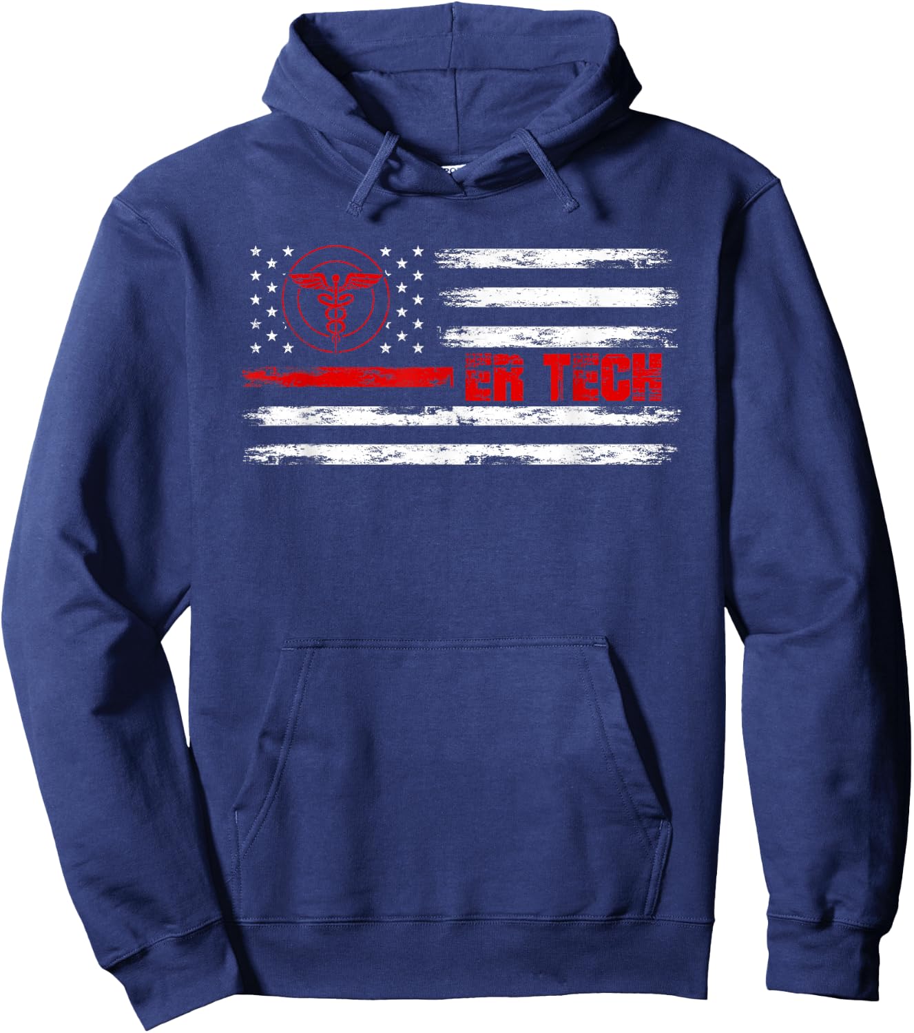 ER Tech US Flag Emergency Room Technologists ER Technicians Hoodie - Hoodie | Navy
