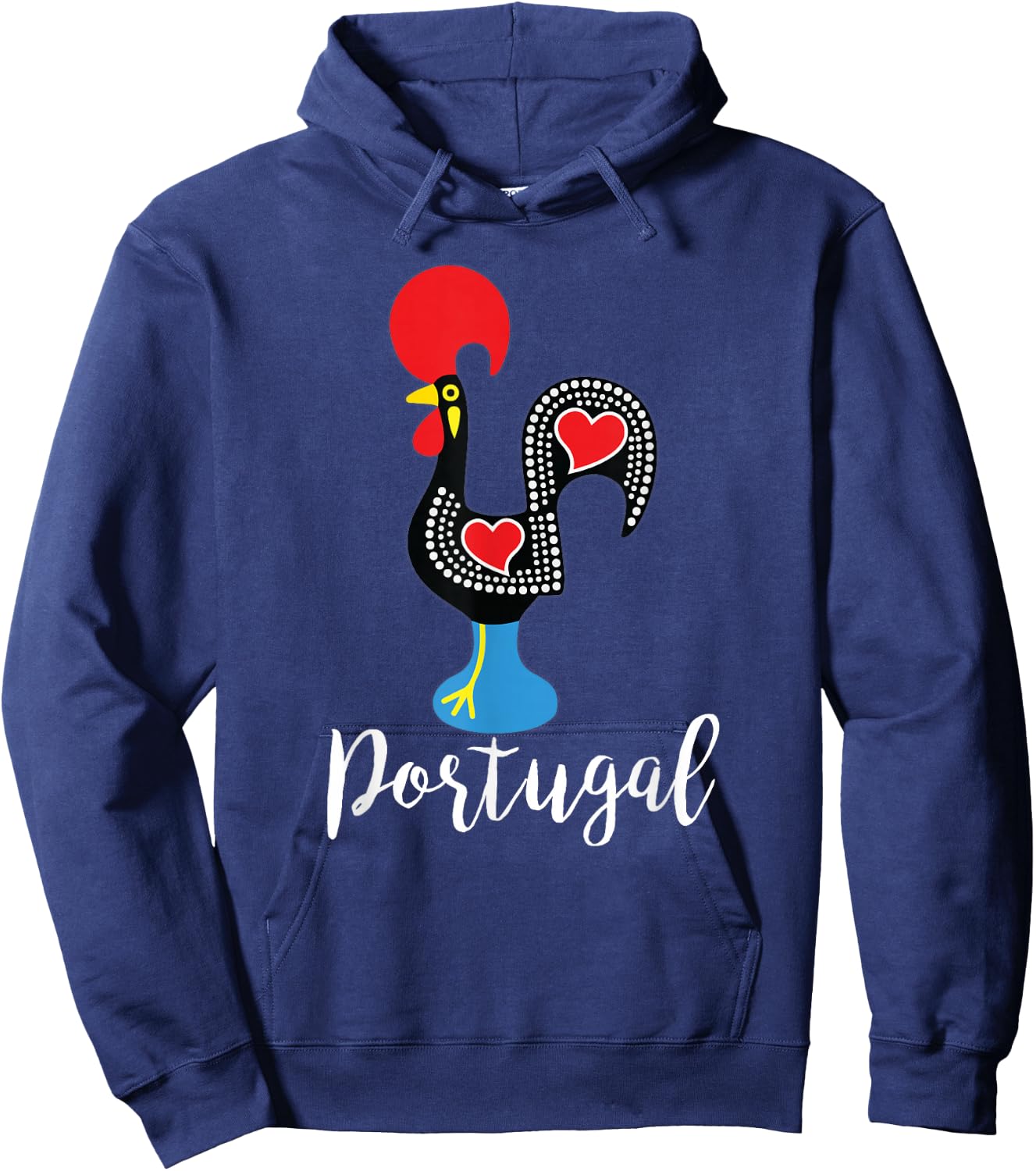 Portuguese Rooster Portugal Galo de Barcelos Figurine Hoodie - Hoodie | Navy