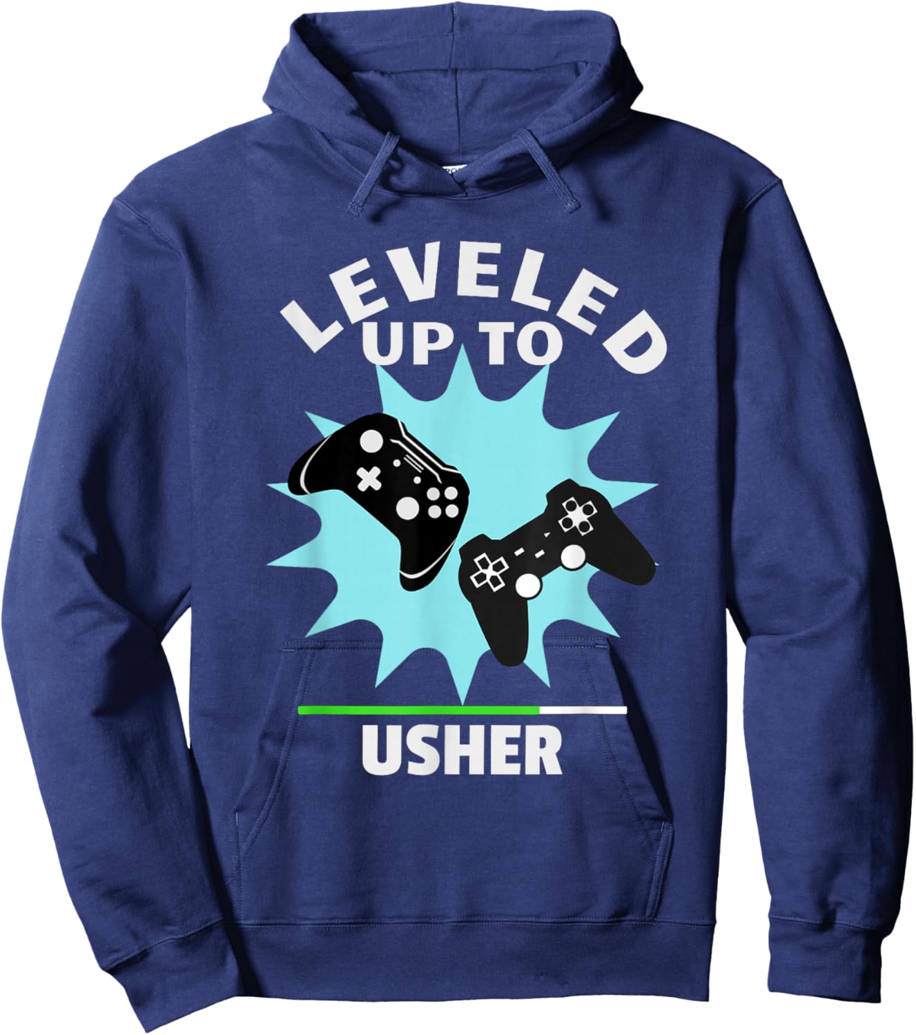 Usher Wedding Gift Funny Leveled Up Gamer Hoodie - Hoodie | Navy