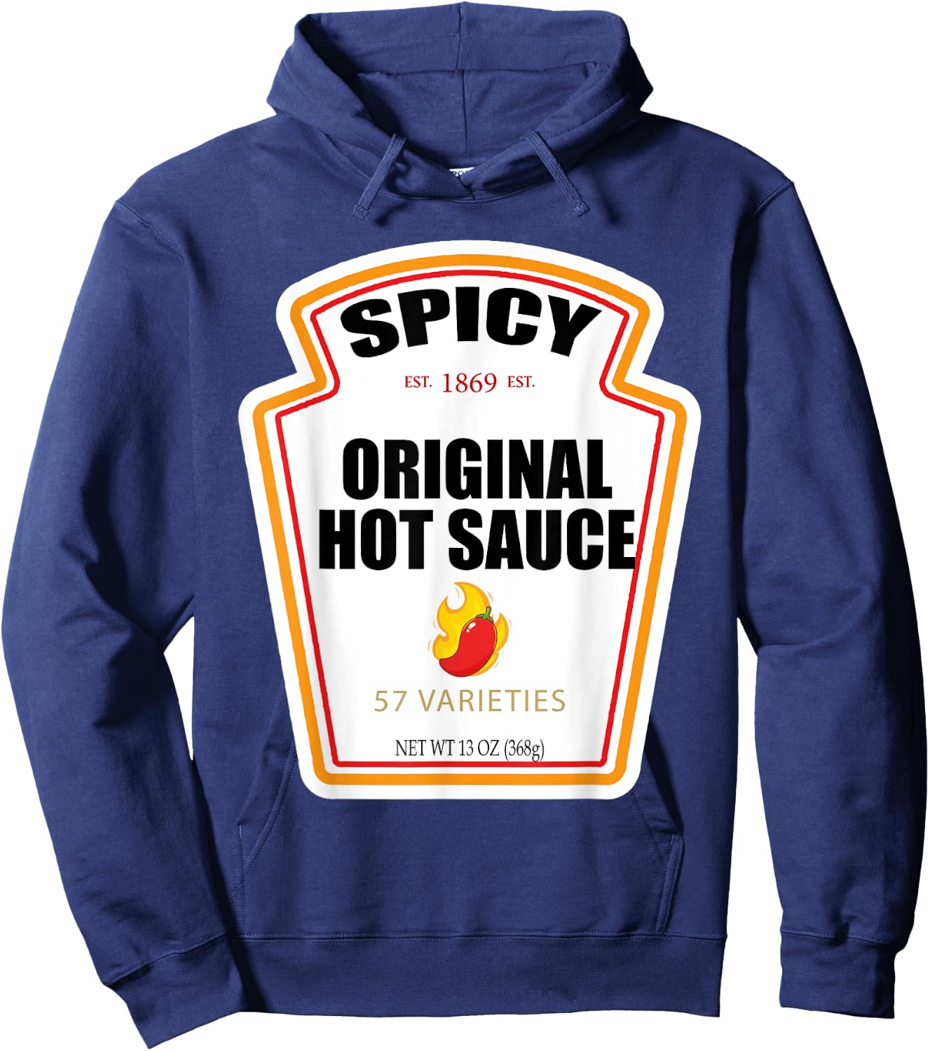 Halloween Matching Costume Spicy Chili Sauce Bottle Label Hoodie - Hoodie | Navy
