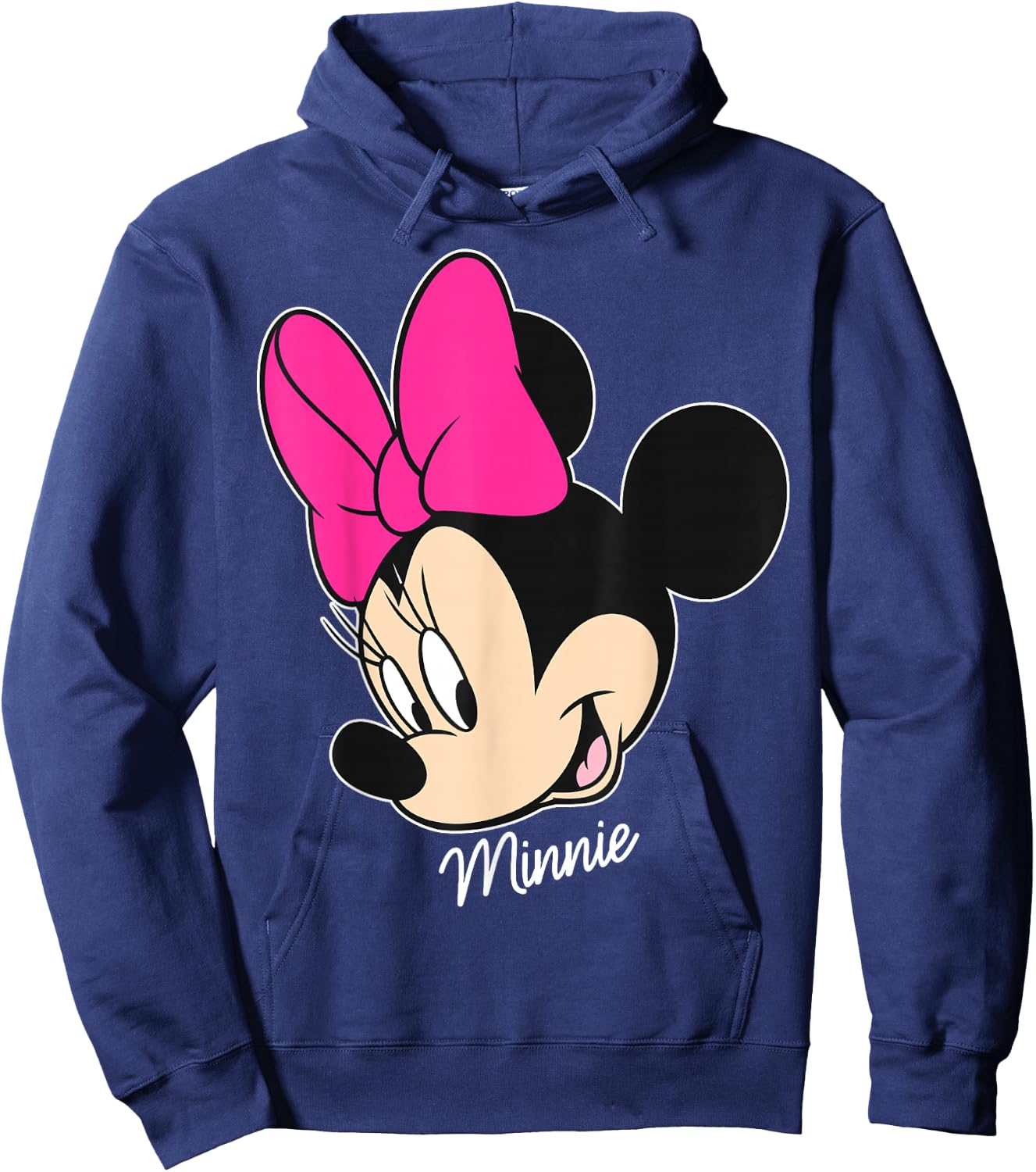 Disney Mickey And Friends Minnie Mouse Big Face , Black, Small Hoodie - Hoodie | Navy