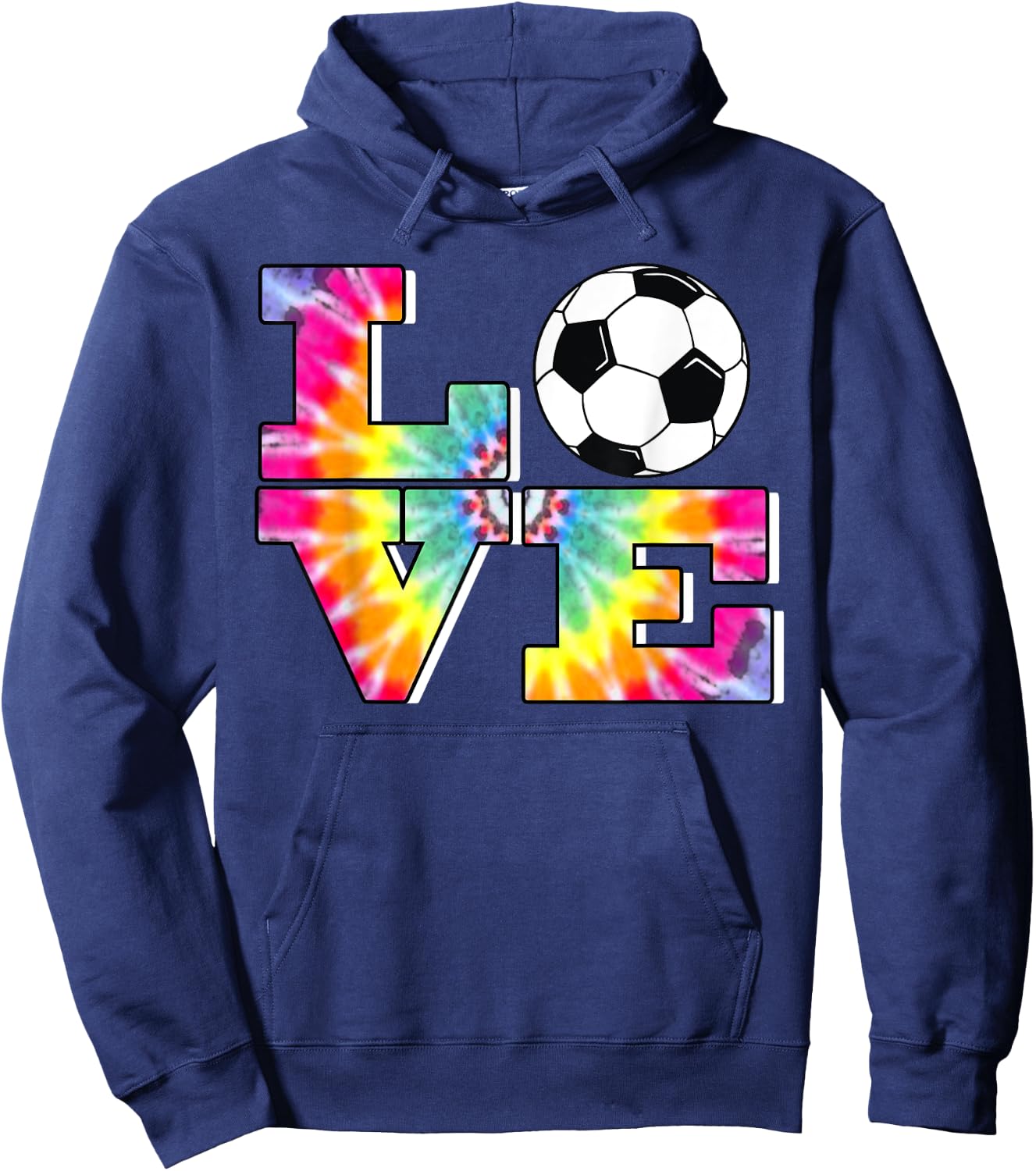 Soccer Tie Dye LOVE Multi Color Teen Girls Hoodie - Hoodie | Navy