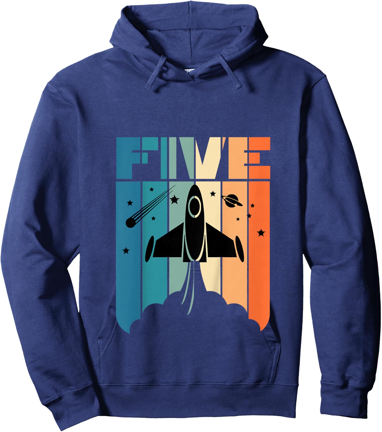 Kids 5 Year Old 5th Space Rocket Astronaut Birthday Boys Girls Hoodie - Hoodie | Navy