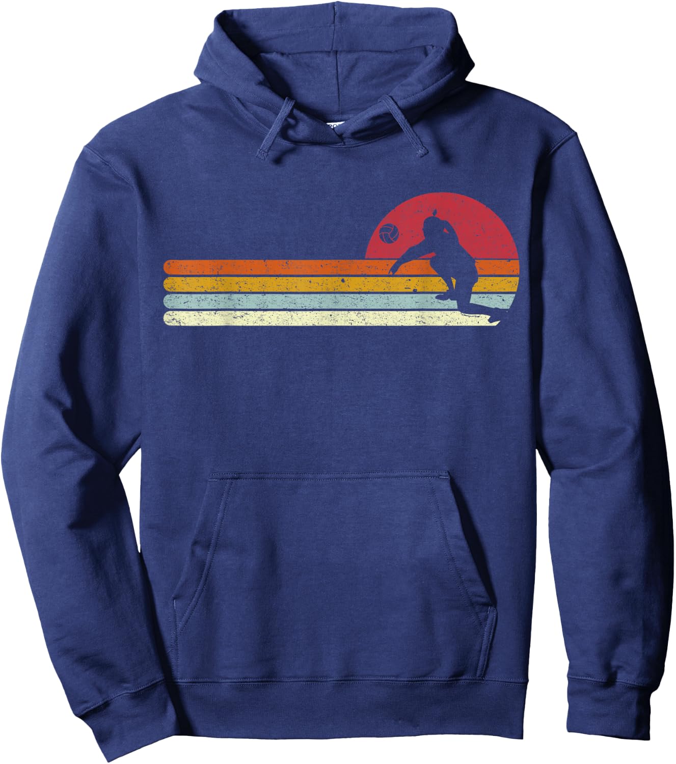 Sunset Volleyball Distressed Hoodie - Hoodie | Navy