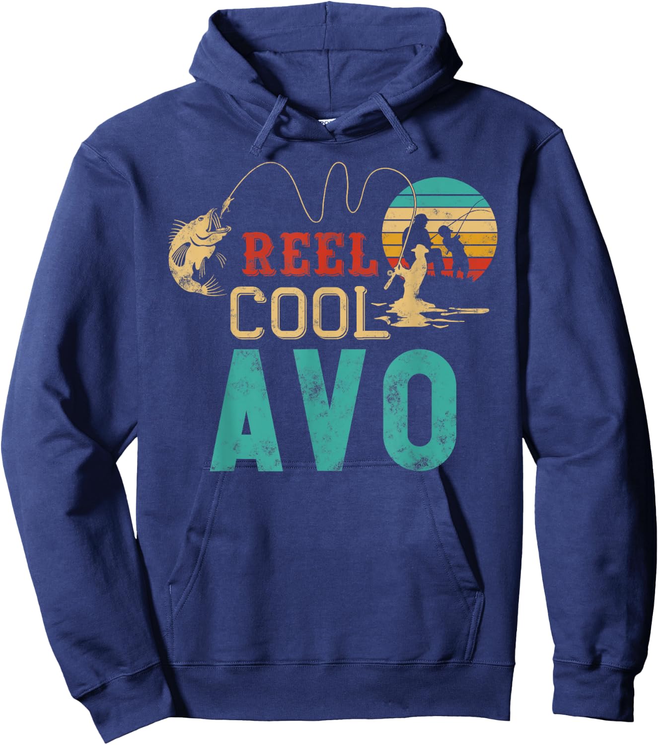 Reel Cool Avo vintage funny fishing rod Fathers day Avo Hoodie - Hoodie | Navy