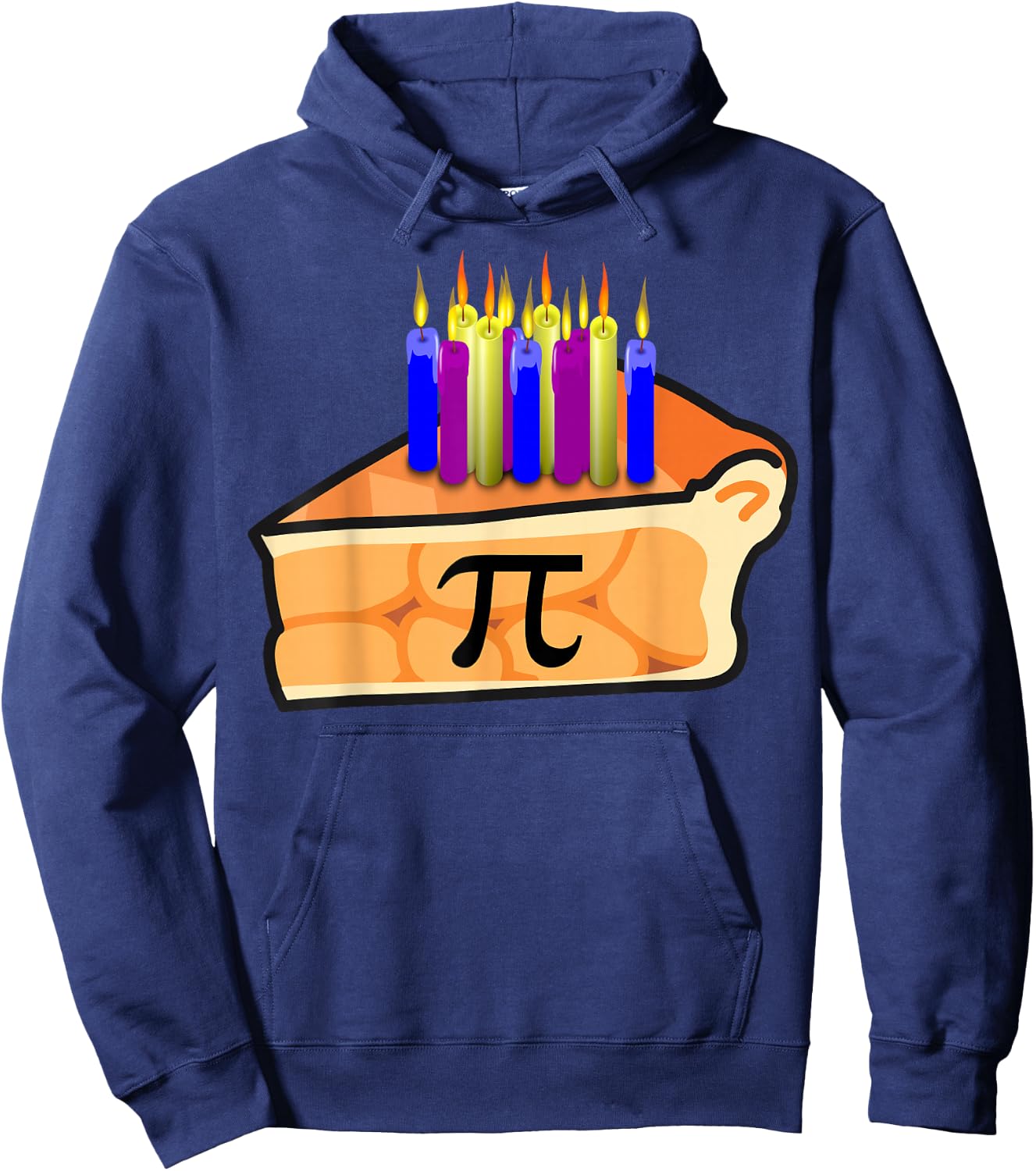 Pi Day Birthday Shirt 3.14 Math Geek Pie with Candles Hoodie - Hoodie | Navy