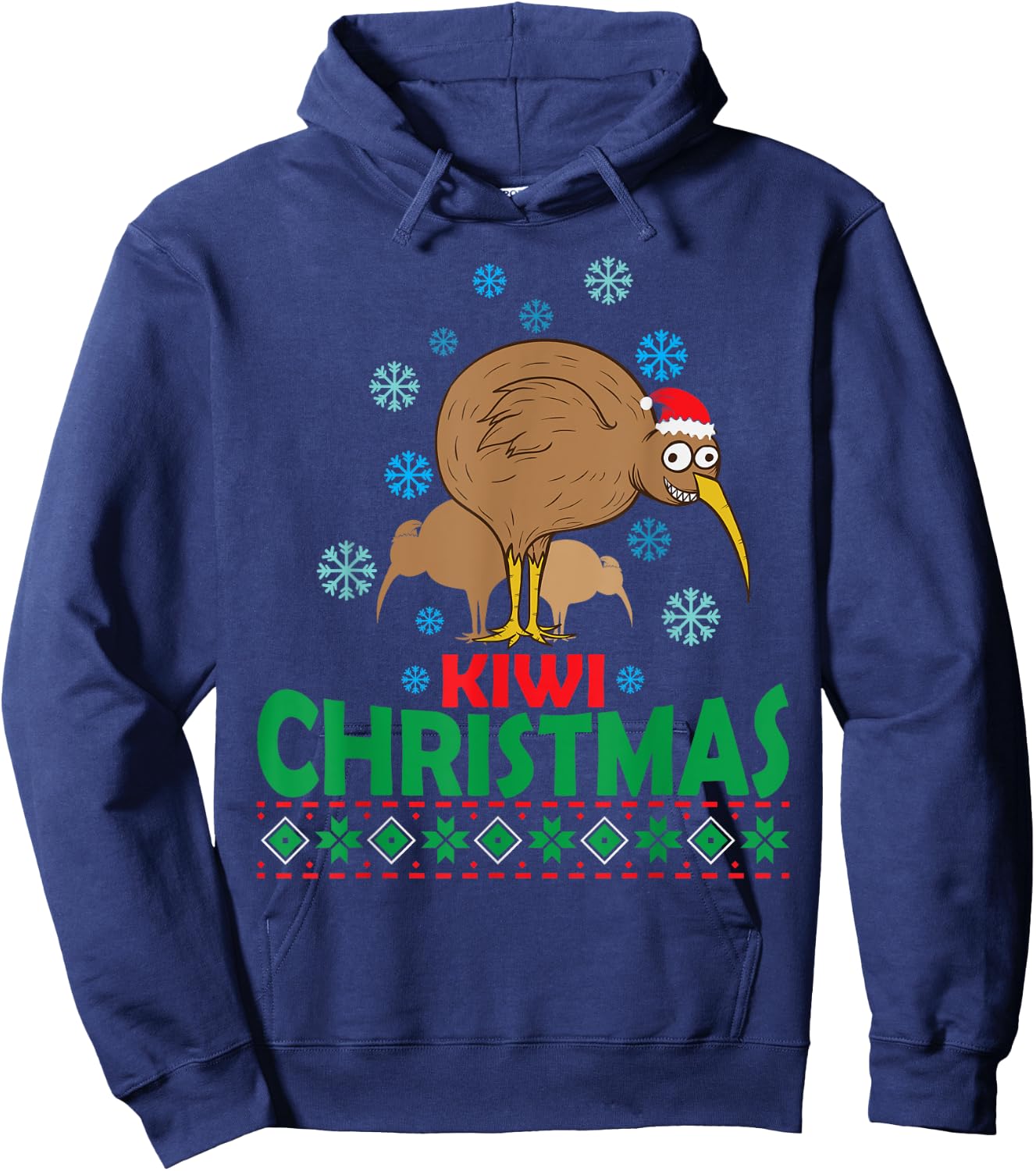 funny Xmas Santa Claus ugly Christmas kiwi bird Ugly Christmas with Kiwi Bird from New Zealand Hoodie - Hoodie | Navy