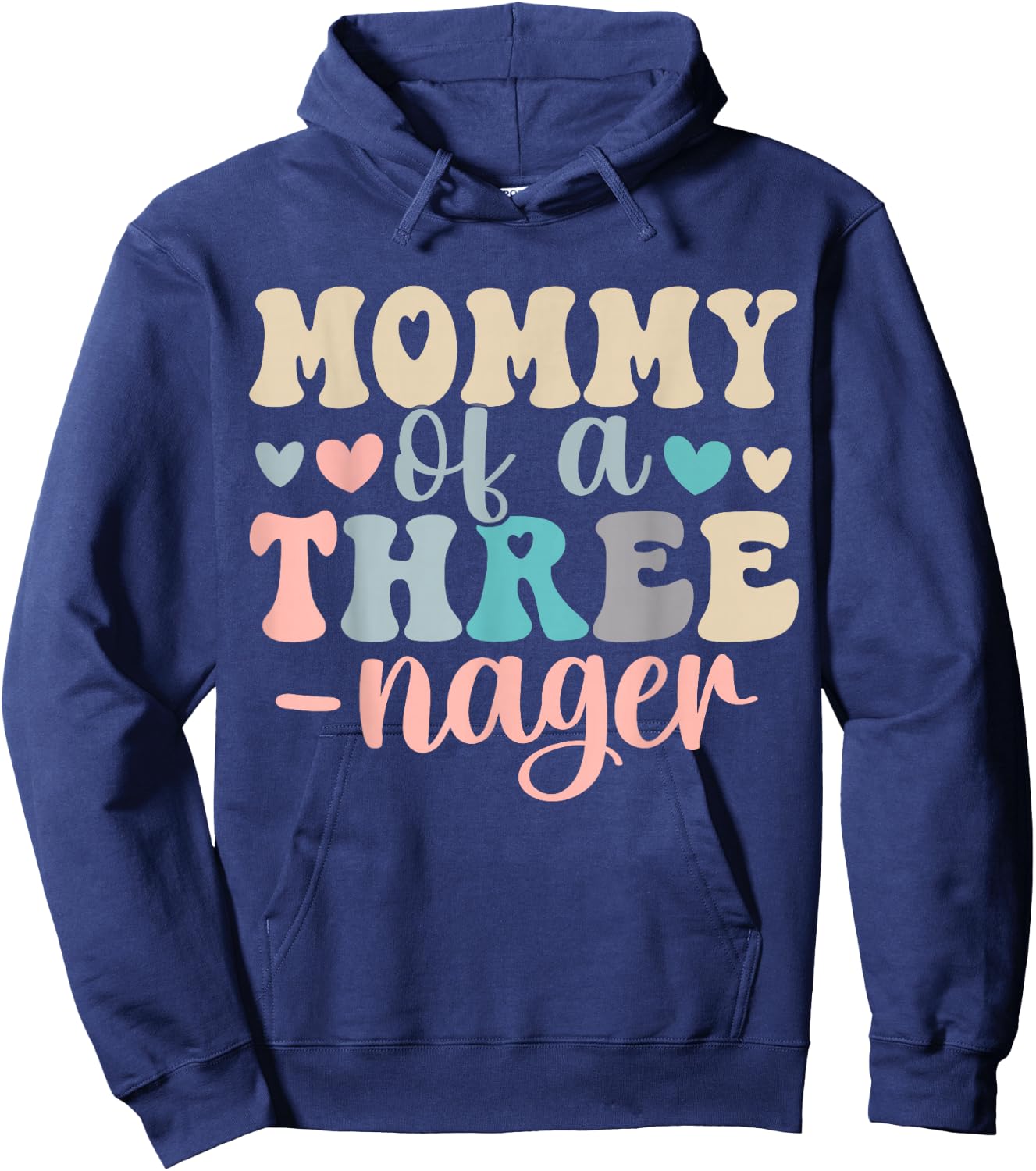 Mommy of A Threenager 3rd Birthday Matching Family Boho Hoodie - Hoodie | Navy