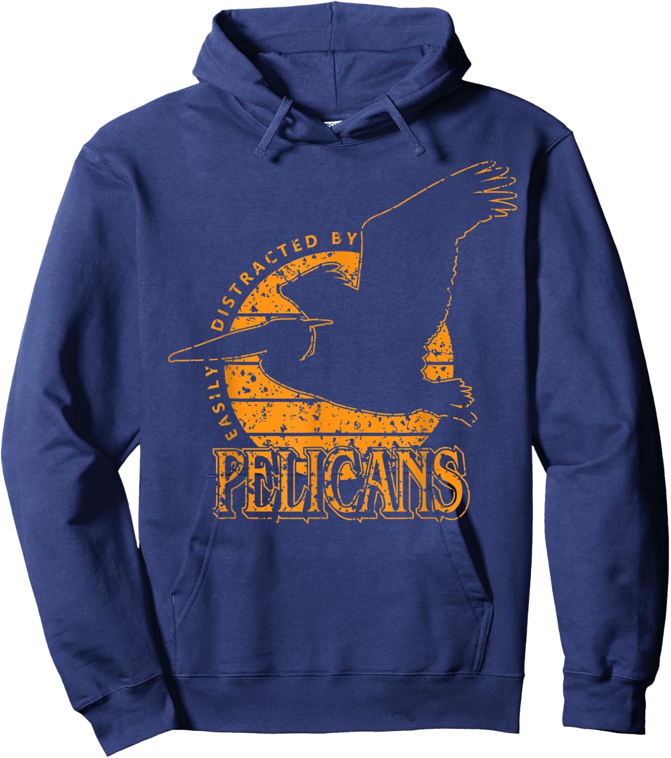 'Easily Distracted By Pelicans' Vintage Style Hoodie - Hoodie | Navy