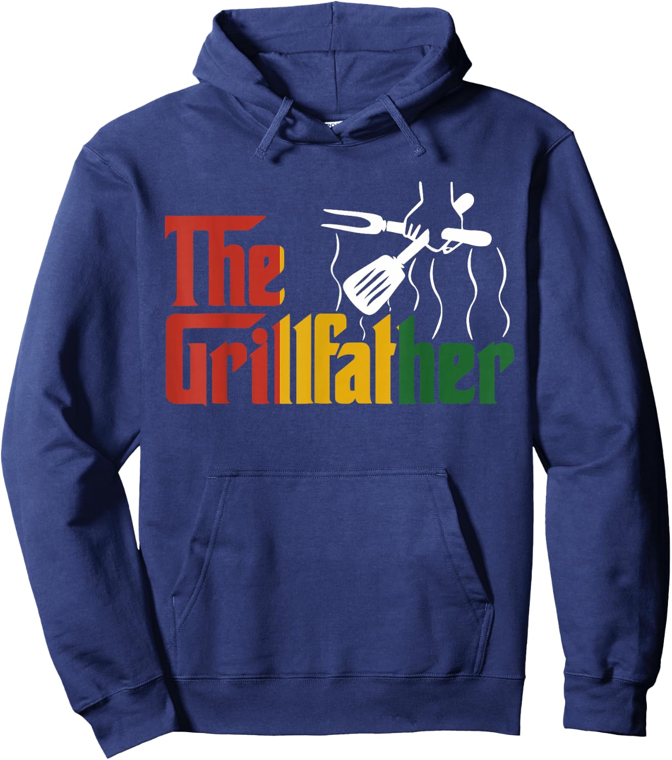 The Grill-father Juneteenth Funny BBQ Chef African American Hoodie - Hoodie | Navy