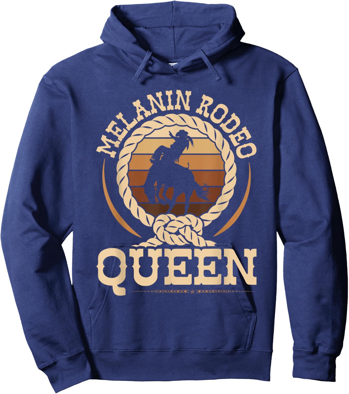 Bronc Riding Melanin Rodeo Queen African American Cowgirl Hoodie - Hoodie | Navy