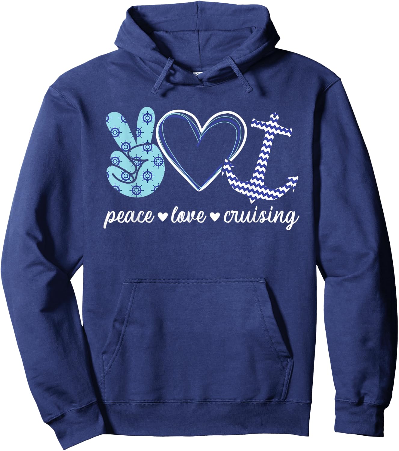 Peace Love And Cruising Ocean Vacation Cruise Ship Anchor Hoodie - Hoodie | Navy