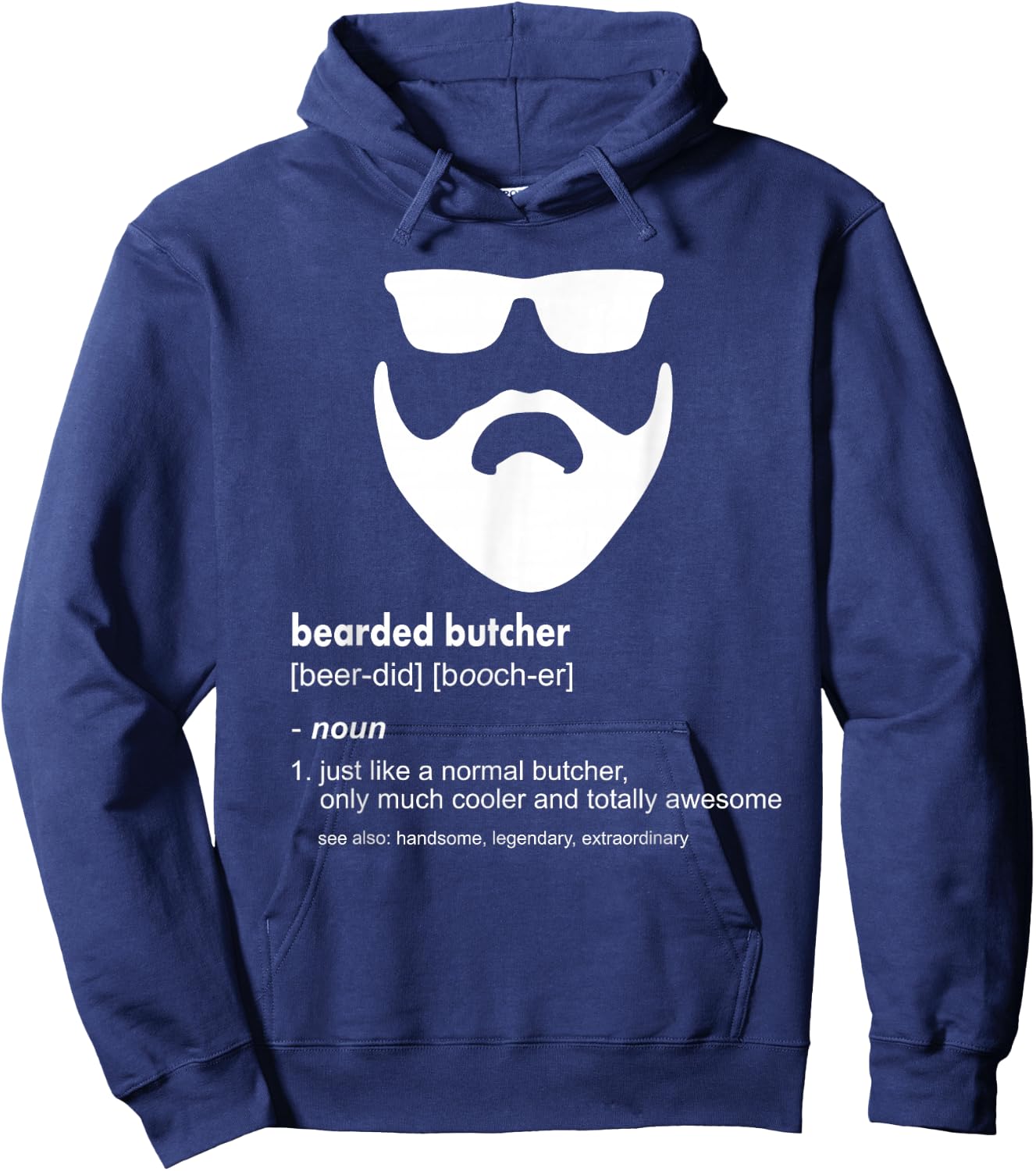 Bearded Butcher Shirt Funny Beard Joke Butcher Gift Hoodie - Hoodie | Navy