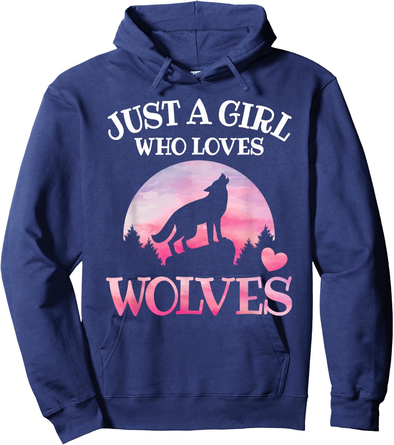 Just A Girl Who Loves Wolves Wildlife Animal Girl Wolf Hoodie - Hoodie | Navy