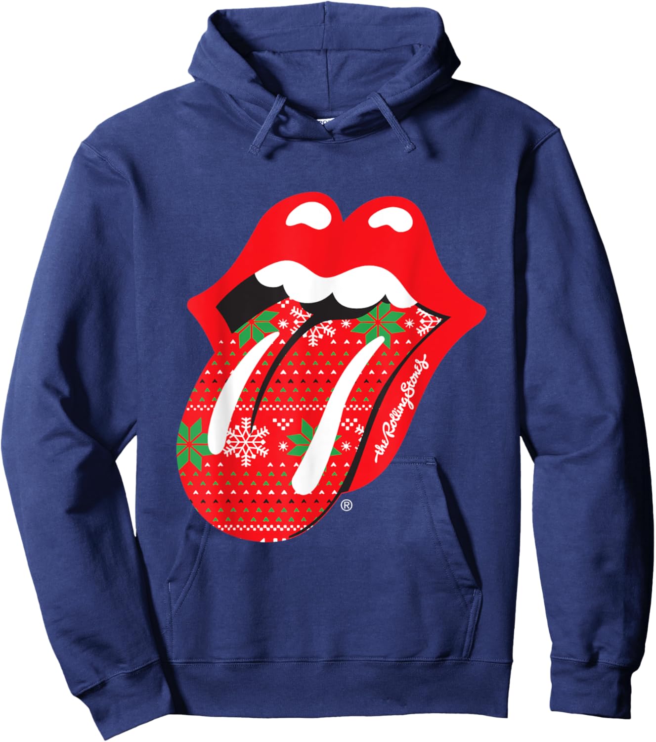 Rolling Stones Christmas Tongue Hoodie - Hoodie | Navy