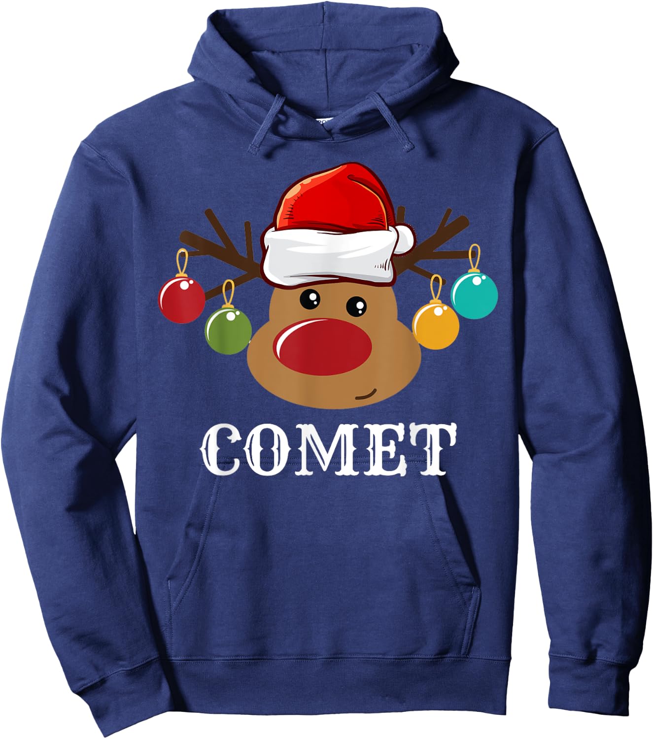 Santa Reindeer Comet Xmas Group Costume Hoodie - Hoodie | Navy