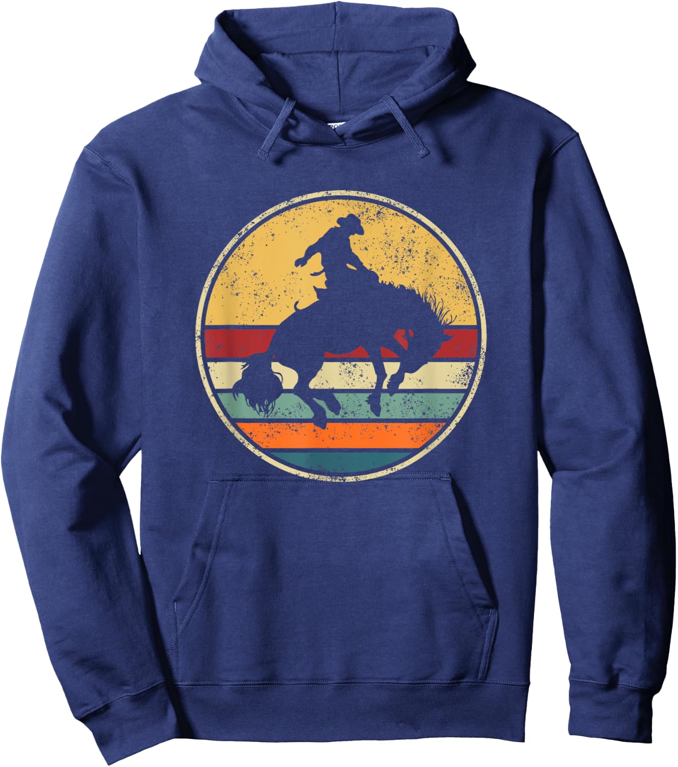 Western Riding Rodeo Horse Cowboy Retro Vintage Outfit Hoodie - Hoodie | Navy