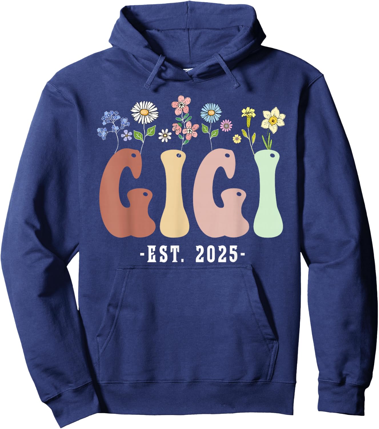 Gigi 2025 Gigi to Be New Gigi Gifts Wildflower Floral Design Hoodie - Hoodie | Navy