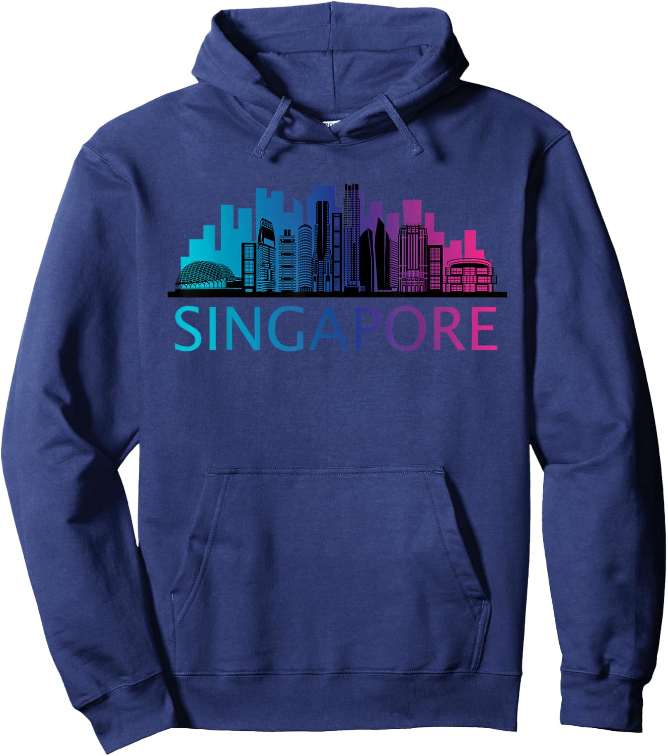 Singapore Outfit Singapore Travel -Adults Black Small Classic Fit Modern Graphic Sports Short Sleeve Hoodie - Hoodie | Navy