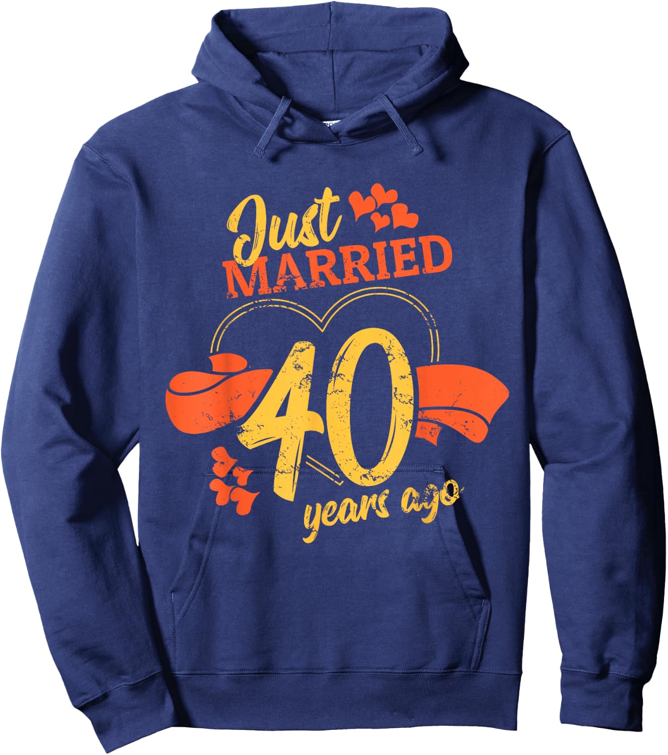Just Married 40 Years Ago Love Ring Relationship Anniversary Hoodie - Hoodie | Navy