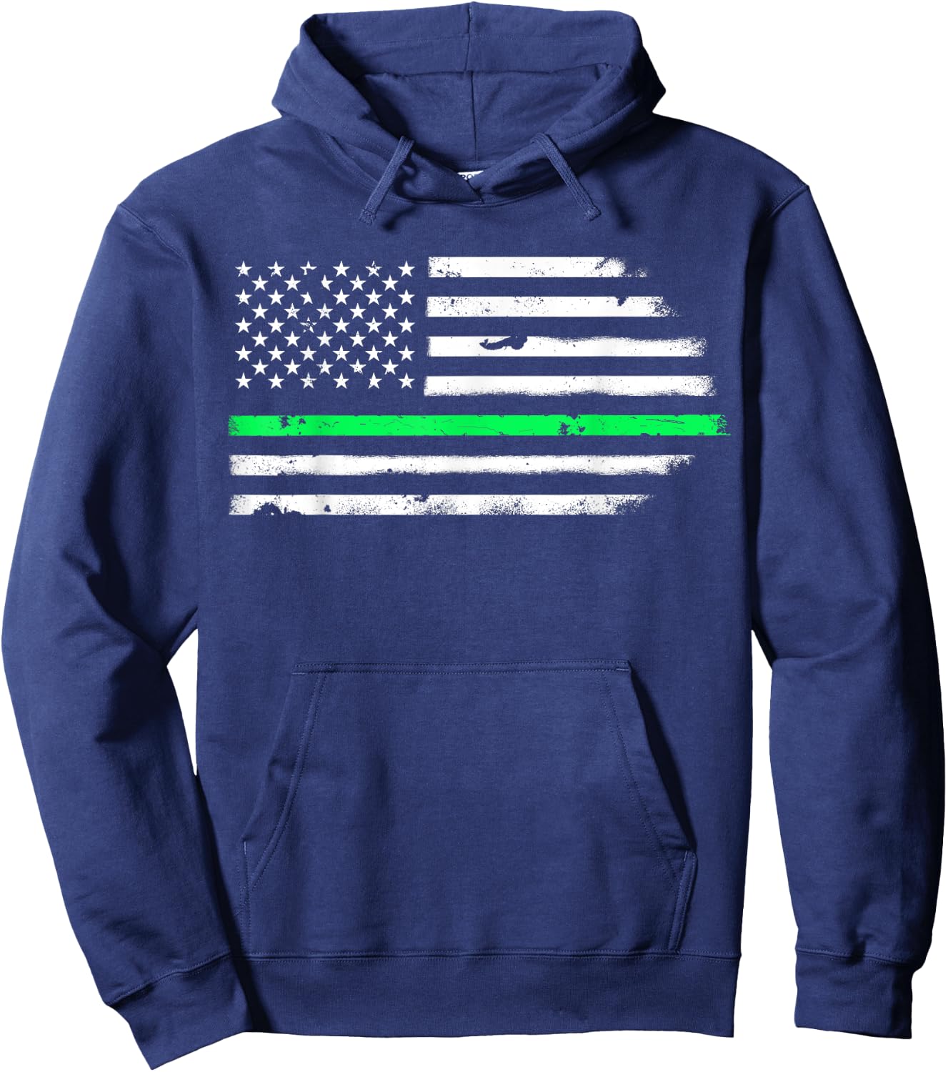 Vintage Thin Green Line Support USA American Flag Men Women Hoodie - Hoodie | Navy