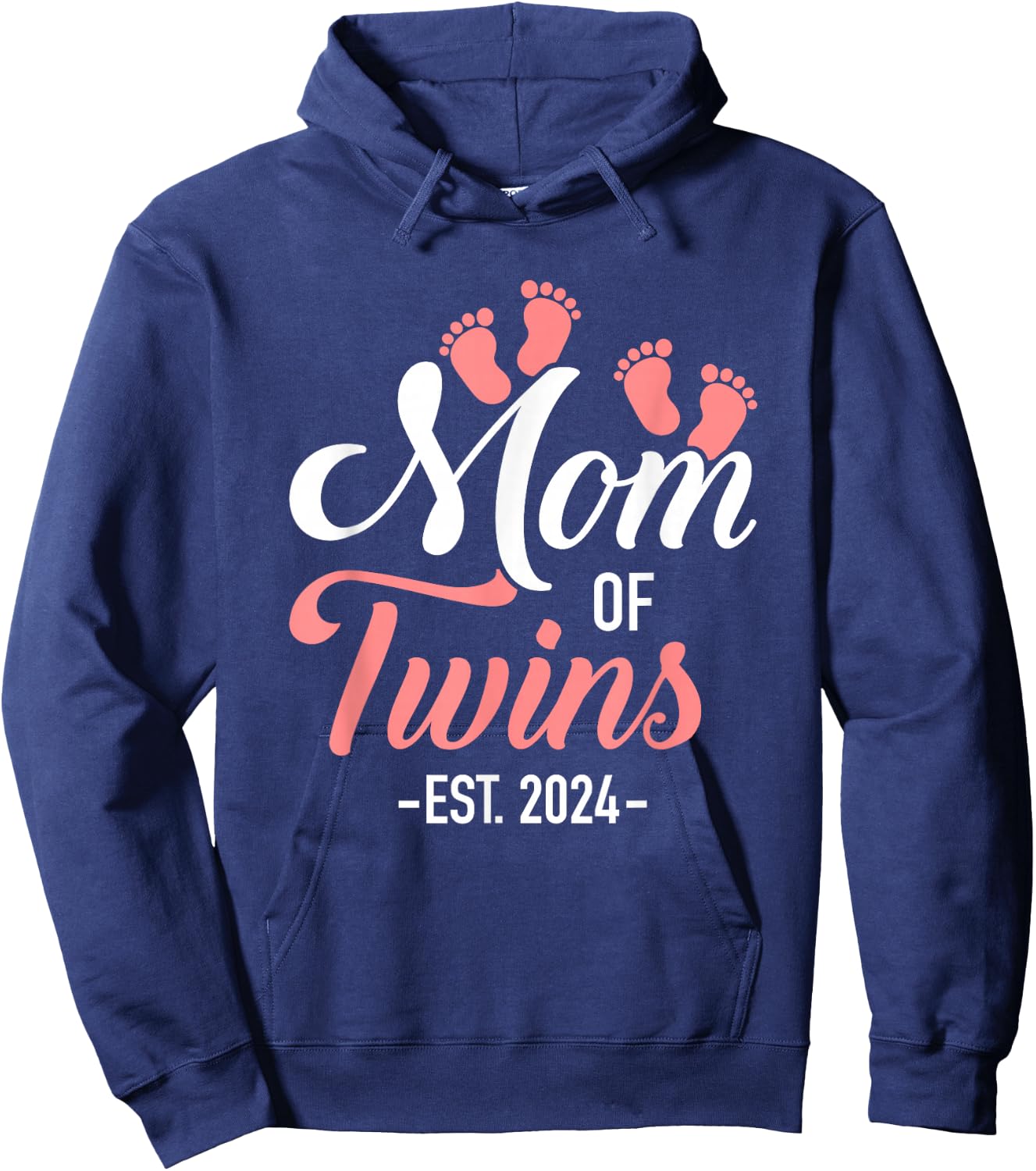 Mom of twins 2024 for pregnancy announcement Hoodie - Hoodie | Navy