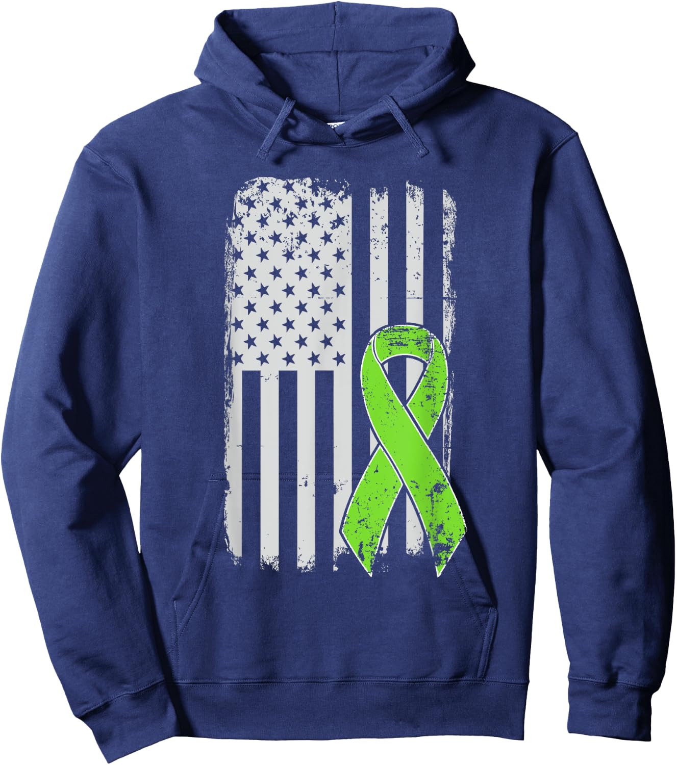 Non-Hodgkins Lymphoma Awareness - Vintage USA American Flag Hoodie - Hoodie | Navy