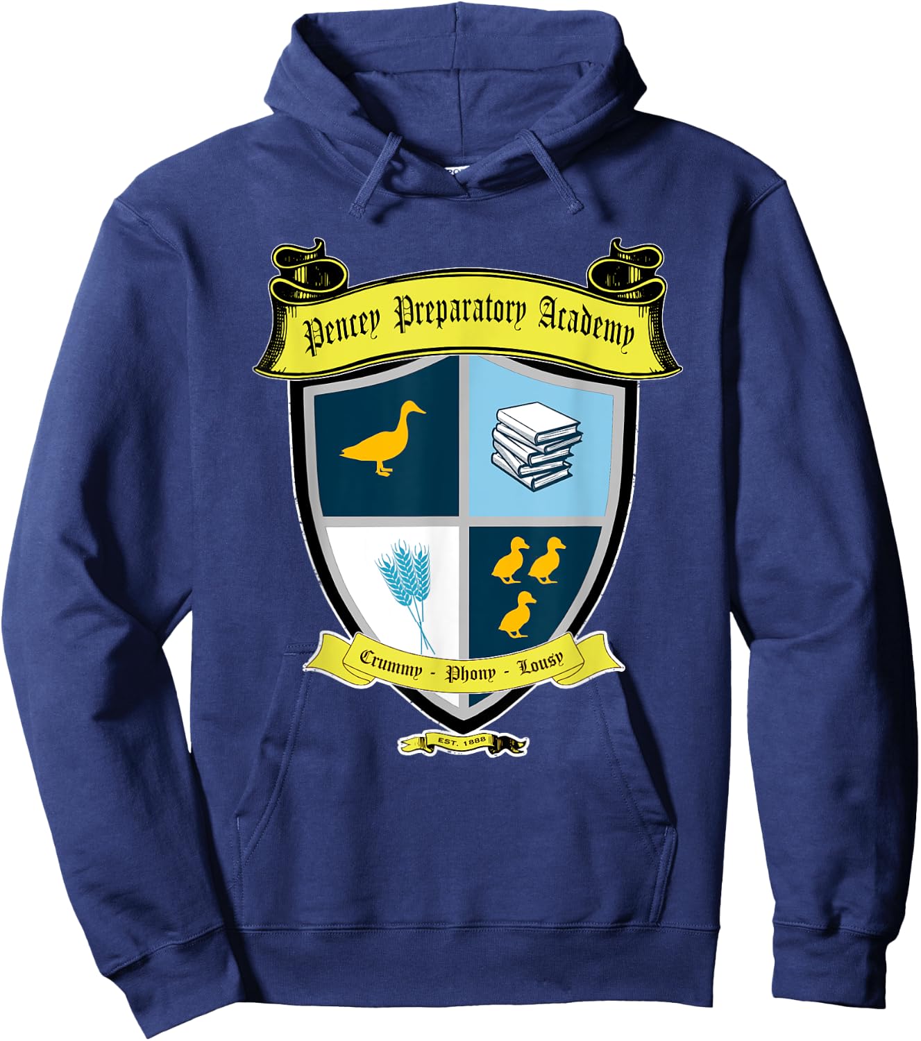 Not Quite Right Pencey Preparatory Academy Crest - Catcher in the Rye -Youth Black Hoodie - Hoodie | Navy