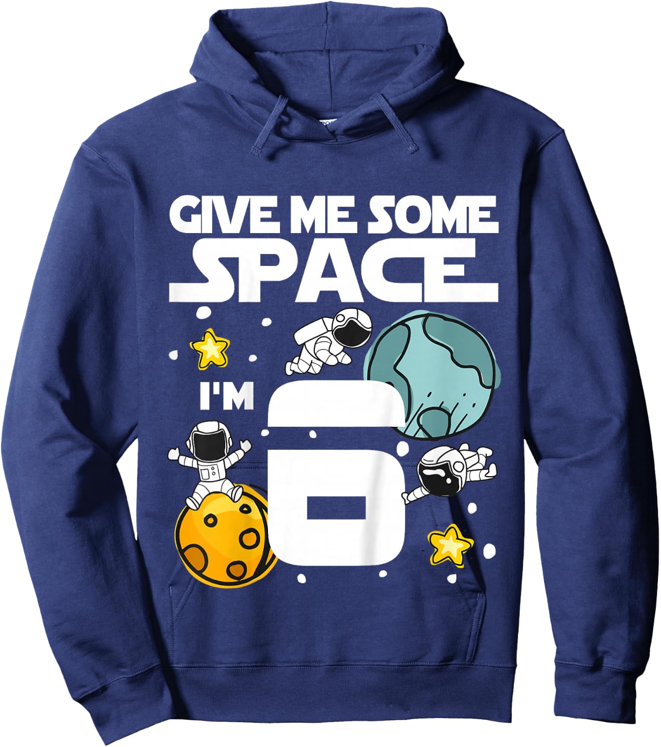 Kids 6 Year Old Outer Space Birthday Planets Astronaut 6th Gift Hoodie - Hoodie | Navy