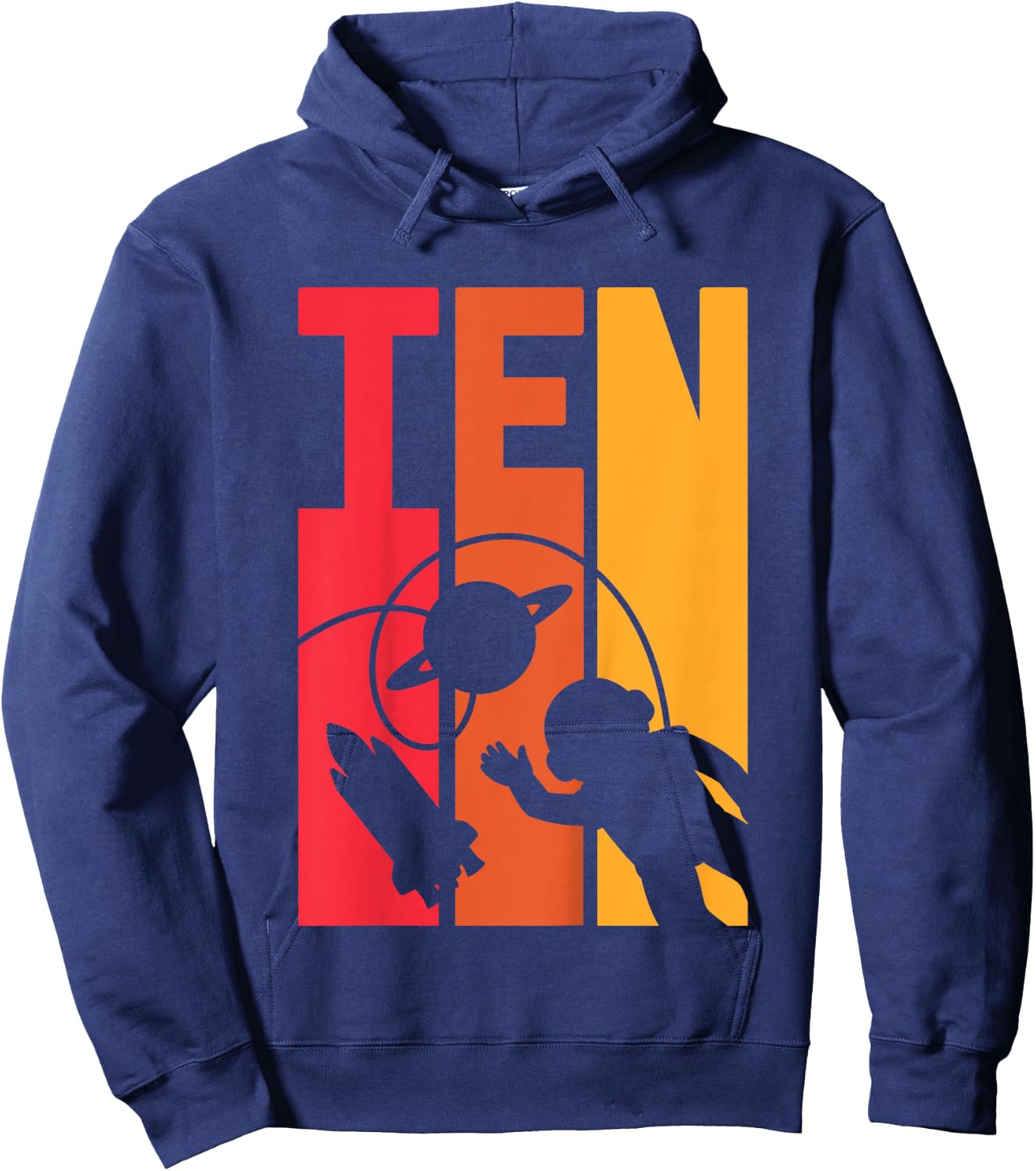 Kids 10 Years Old Birthday Retro Boy Astronaut Space 10th B-Day Hoodie - Hoodie | Navy