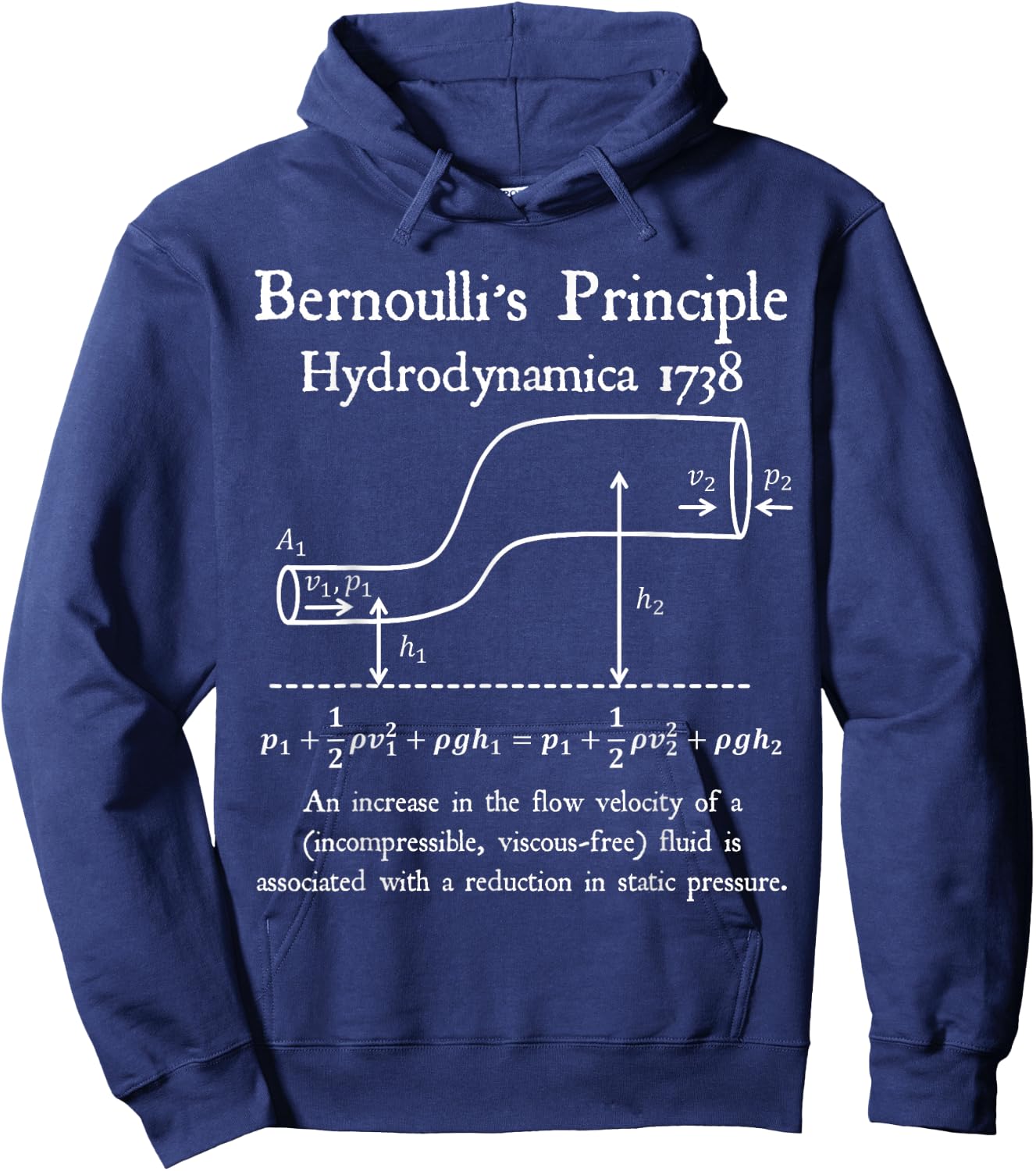 Nerdy Vintage Bernoulli's Principle Physics Math Teacher Hoodie - Hoodie | Navy