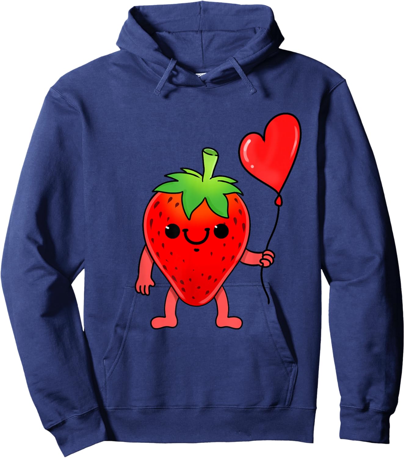 Strawberry With Heart Balloon Valentines Day Strawberry Hoodie - Hoodie | Navy