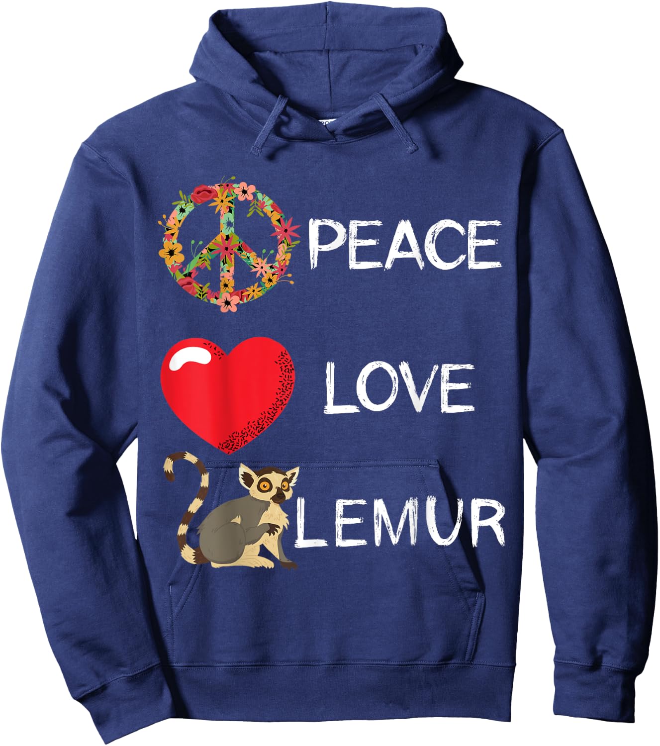 Lemur Love Peace Lemur Lover Madagascar Animal Hoodie - Hoodie | Navy