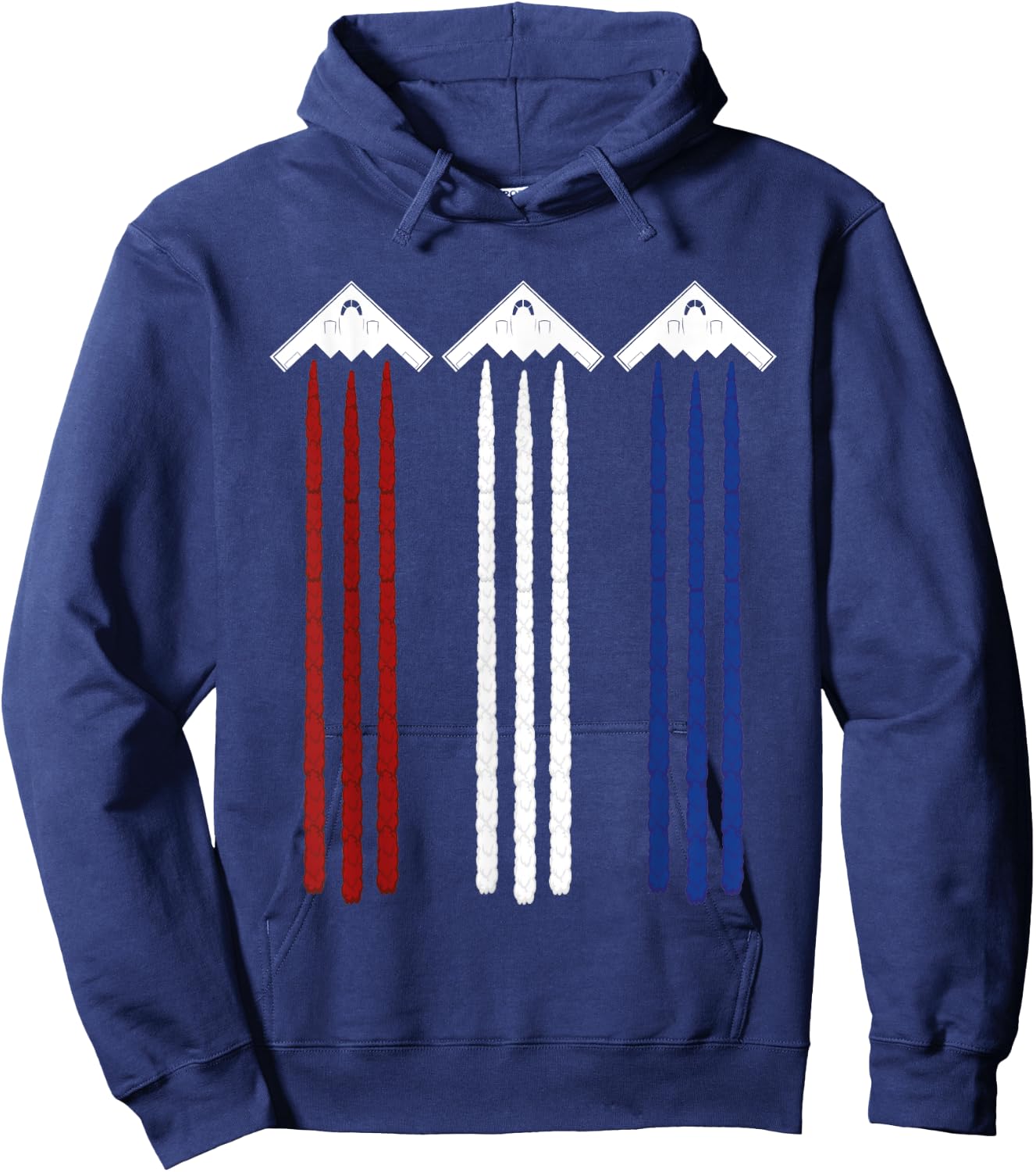 Jet Fighter & B-2 Spirit Bomber Patriotic Art 4th of July Hoodie - Hoodie | Navy