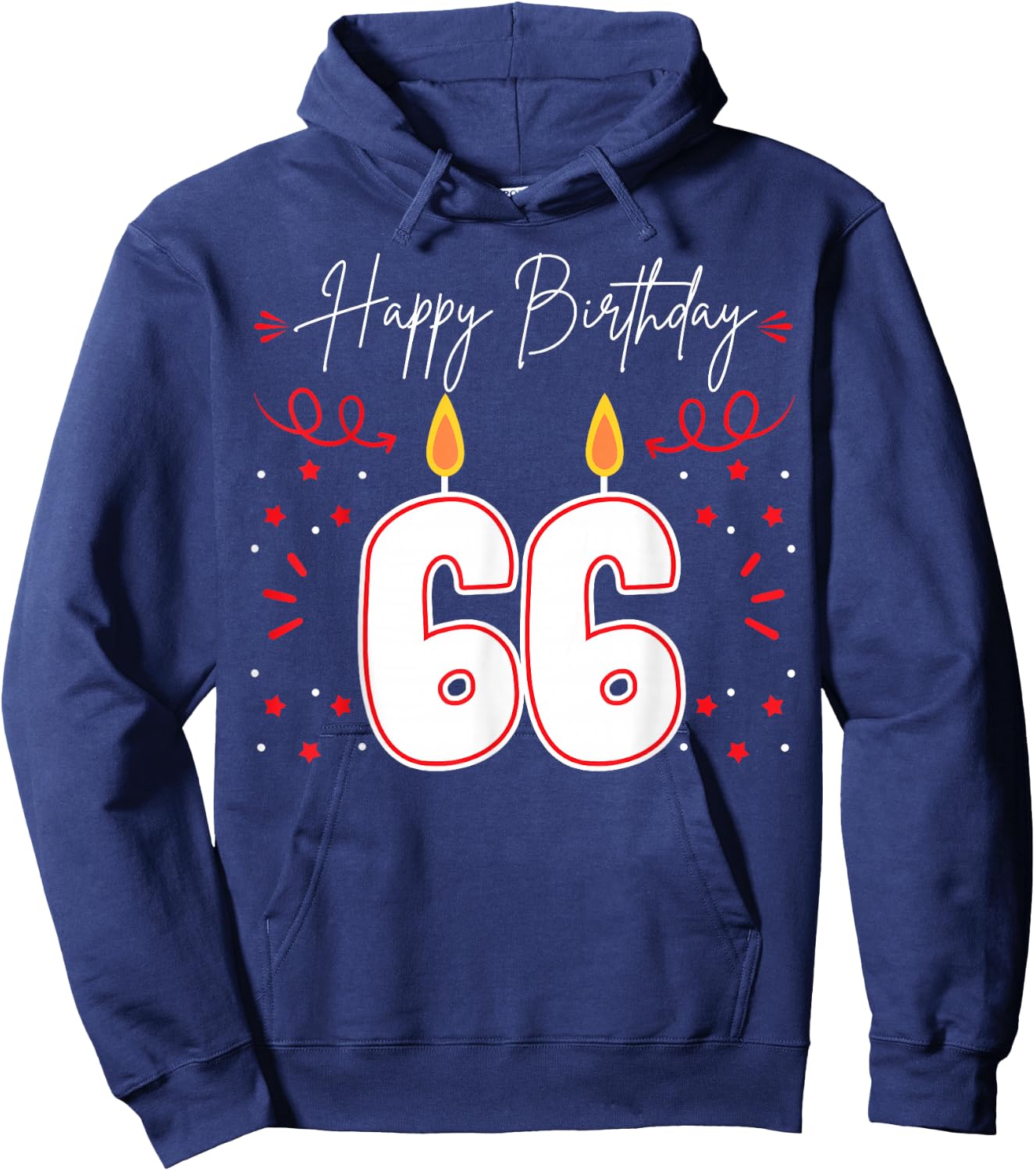 Candle 66 Birthday Party Decoration Wishes Candlelight Cake Hoodie - Hoodie | Navy